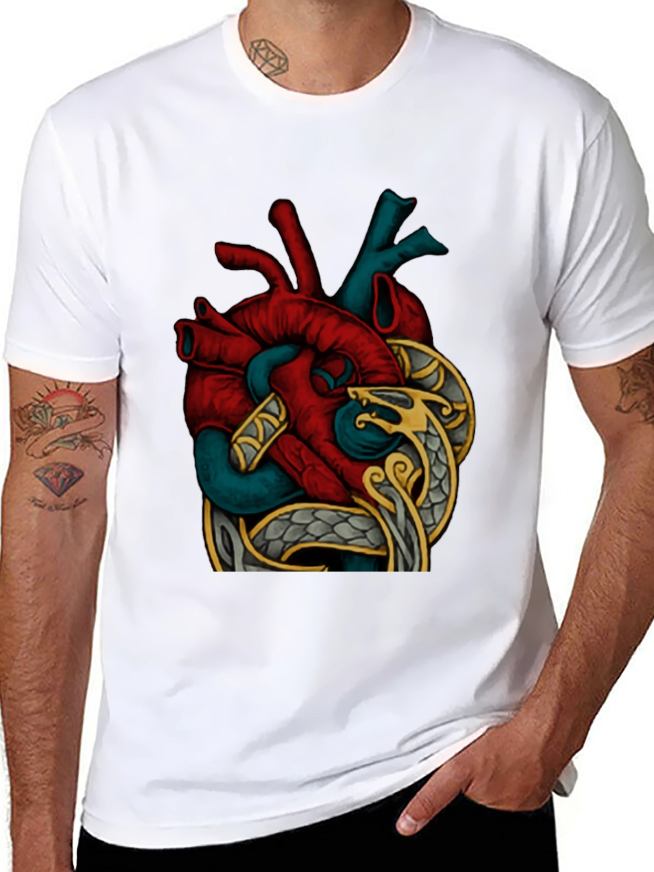 Anatomic Heart Snake Graphic T-Shirt