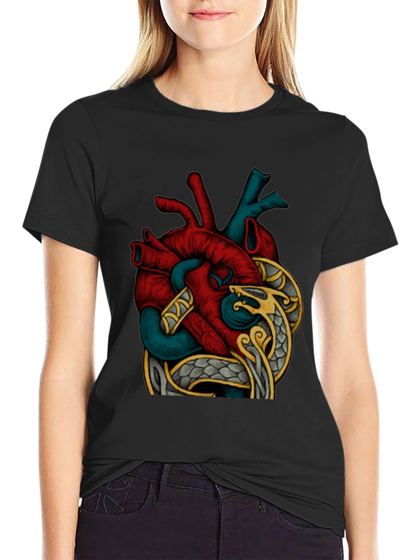 Anatomic Heart Snake Graphic T-Shirt