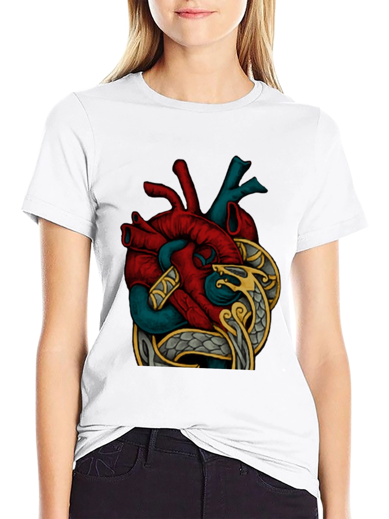 Anatomic Heart Snake Graphic T-Shirt