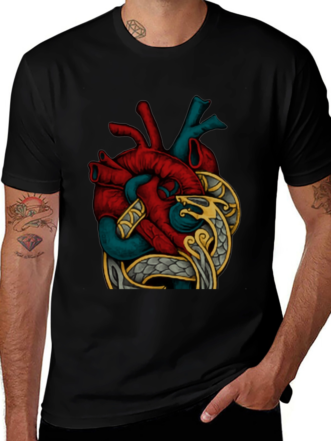 Anatomic Heart Snake Graphic T-Shirt