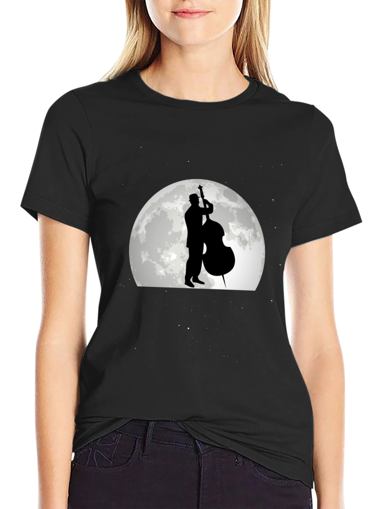 Jazz Musician Moon Graphic T-Shirt