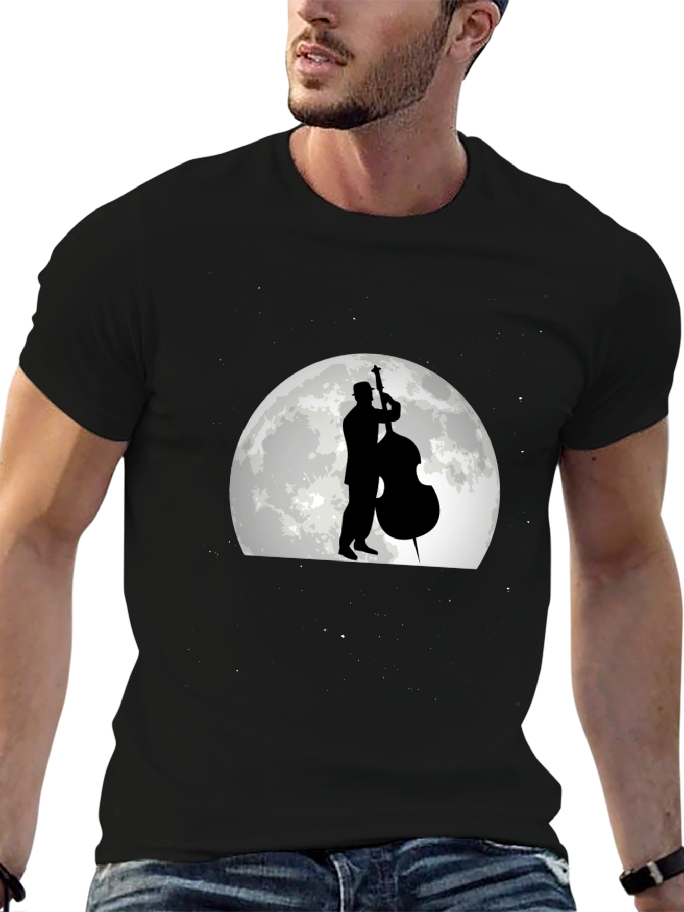 Jazz Musician Moon Graphic T-Shirt