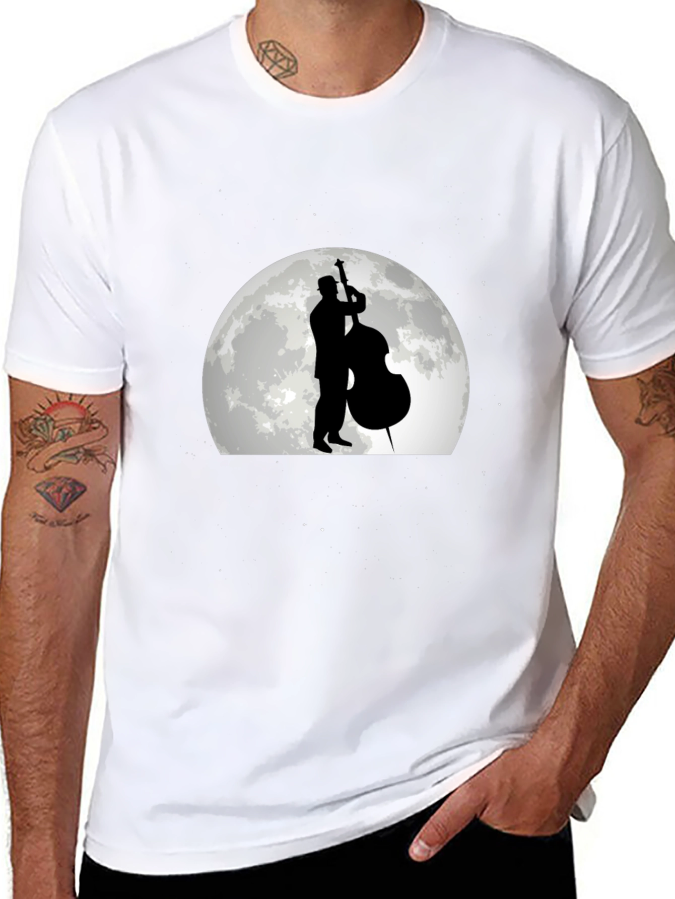 Jazz Musician Moon Graphic T-Shirt