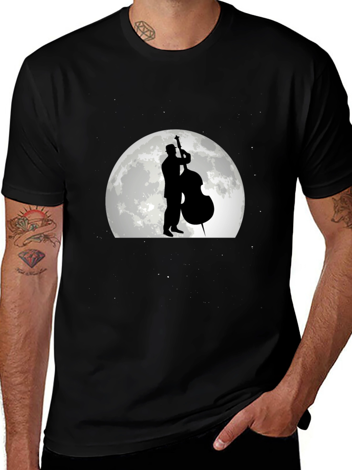 Jazz Musician Moon Graphic T-Shirt