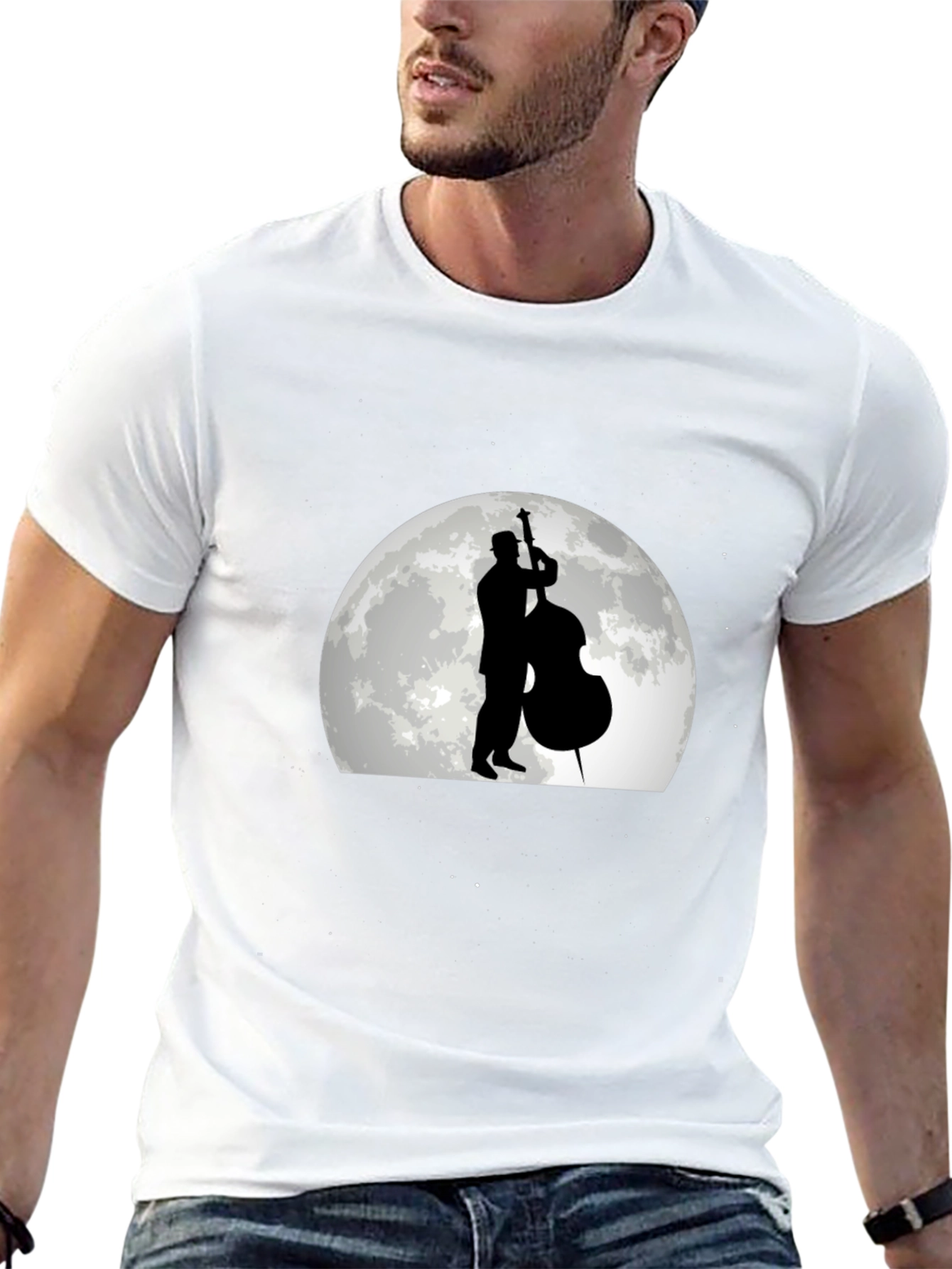 Jazz Musician Moon Graphic T-Shirt