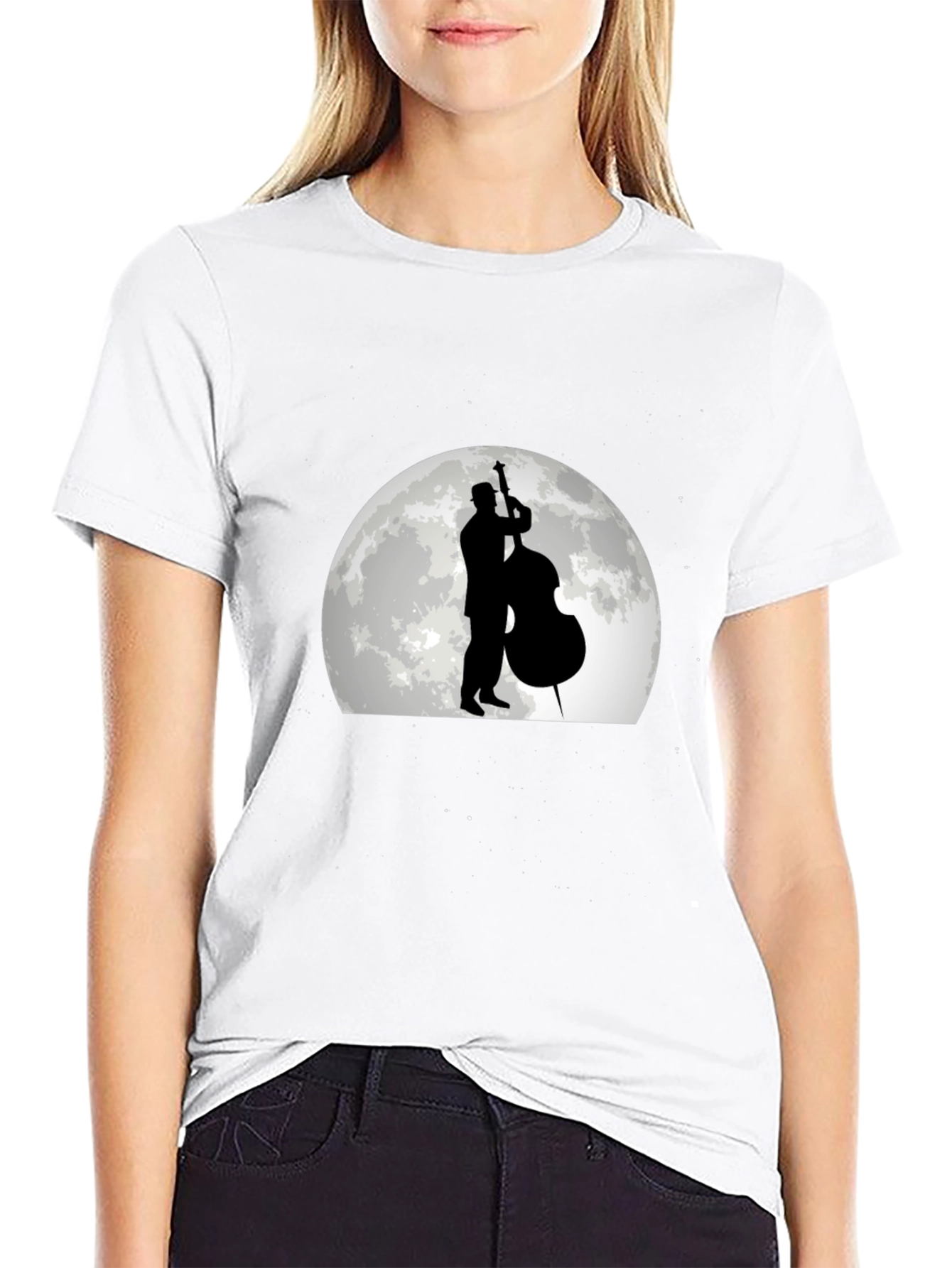 Jazz Musician Moon Graphic T-Shirt