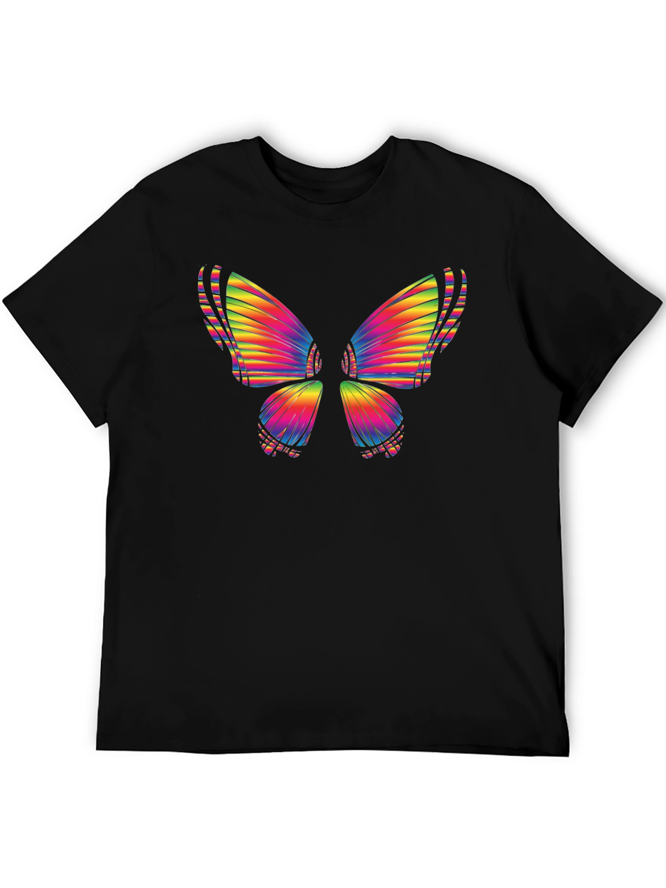 Rainbow Butterfly Graphic Tee - Casual Cotton T-Shirt