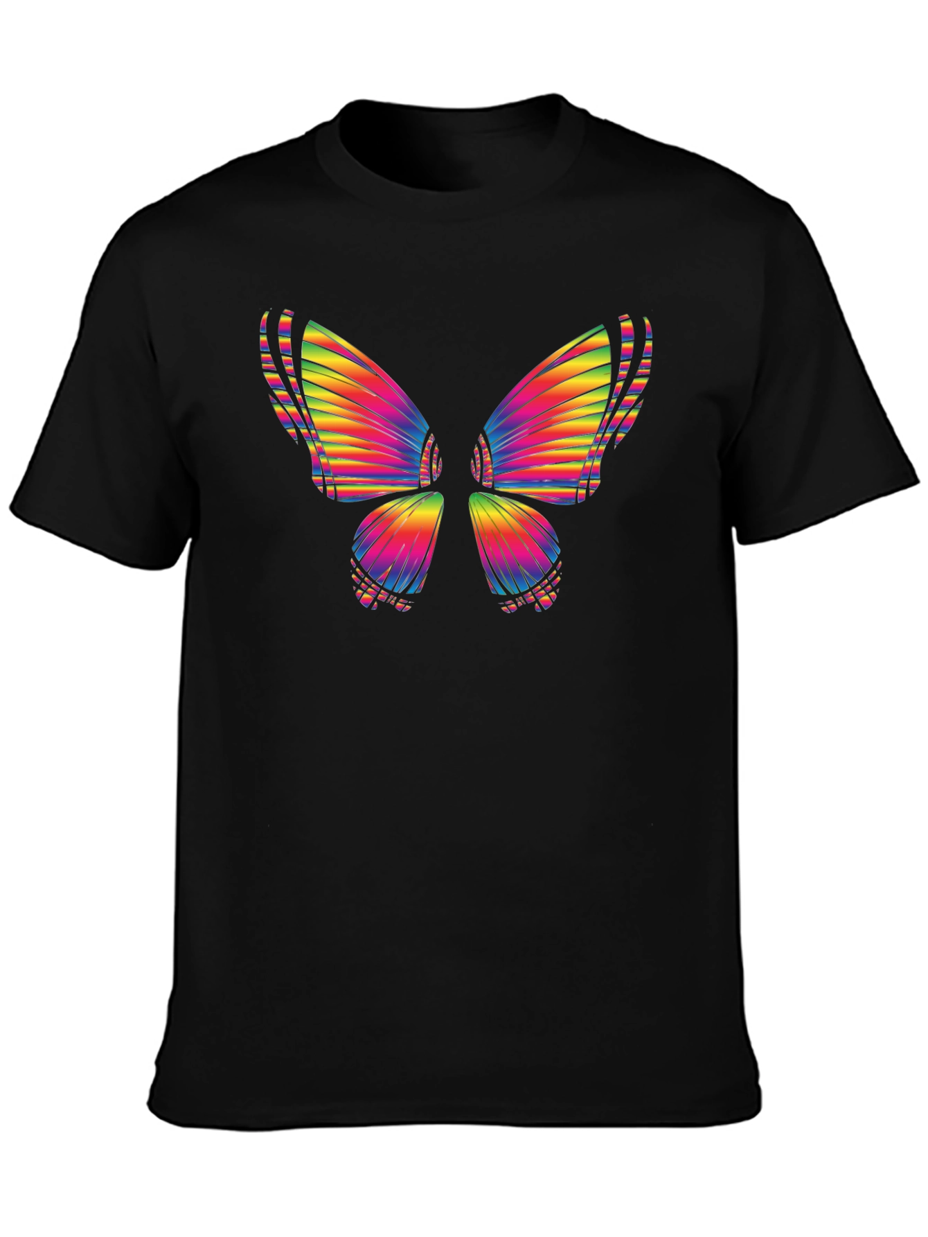Rainbow Butterfly Graphic Tee - Casual Cotton T-Shirt