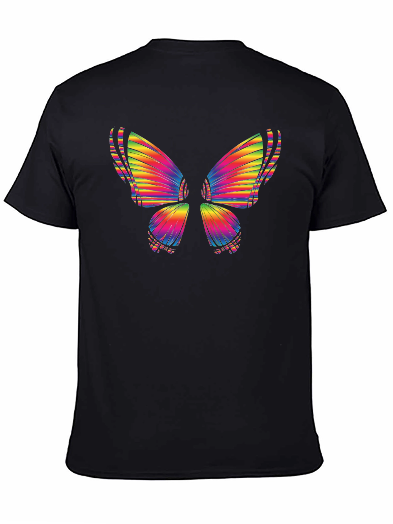 Rainbow Butterfly Graphic Tee - Casual Cotton T-Shirt