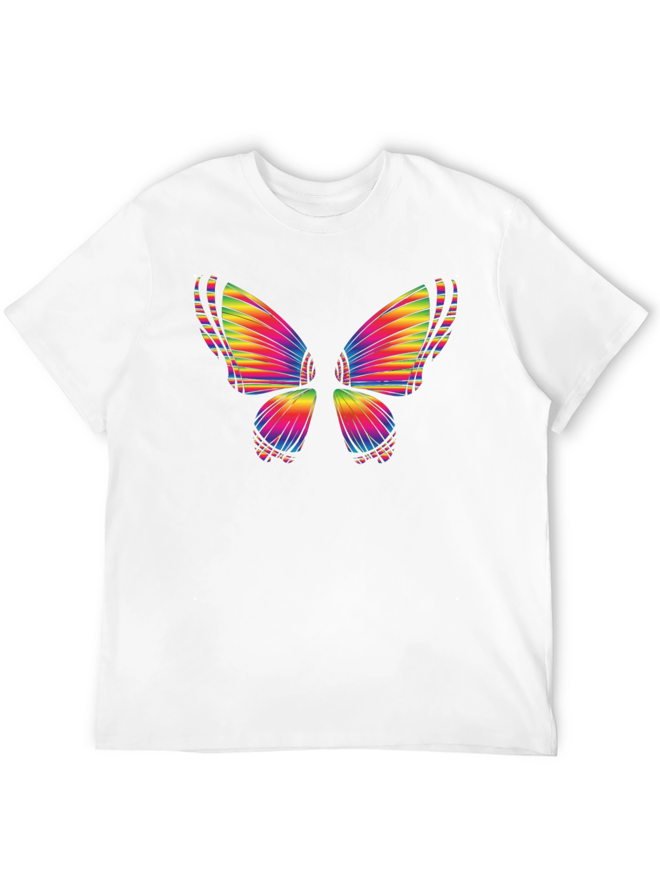 Rainbow Butterfly Graphic Tee - Casual Cotton T-Shirt
