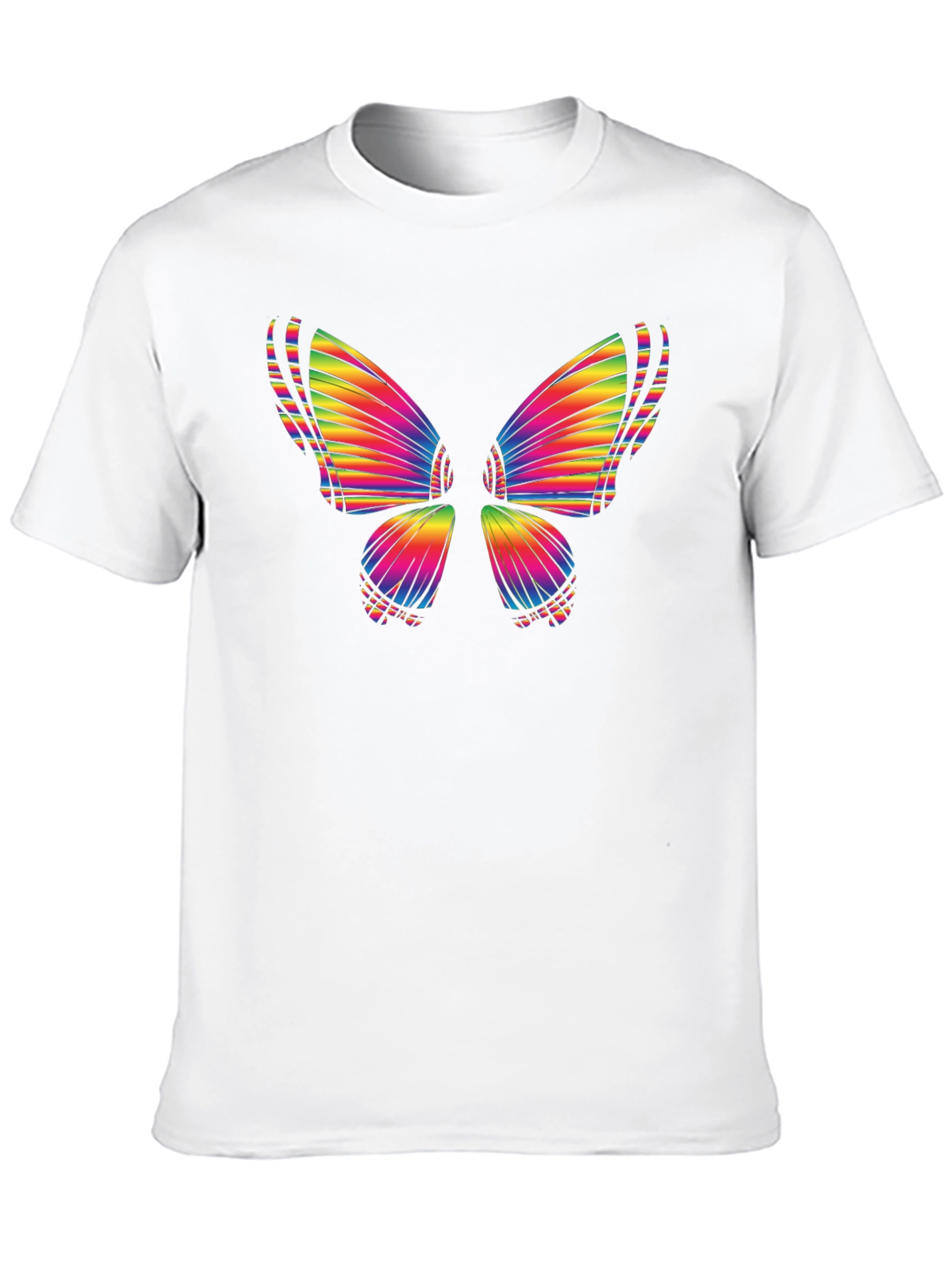 Rainbow Butterfly Graphic Tee - Casual Cotton T-Shirt