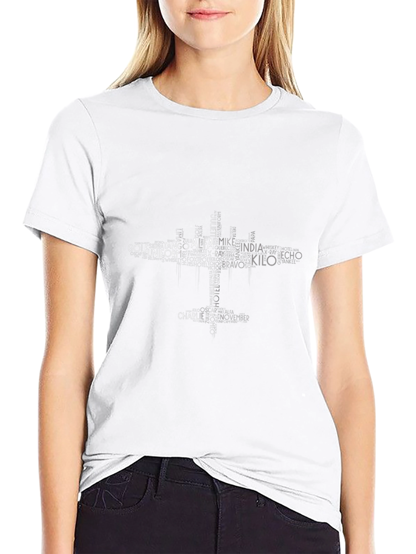 Phonetic Alphabet Word Cloud T-Shirt - Black