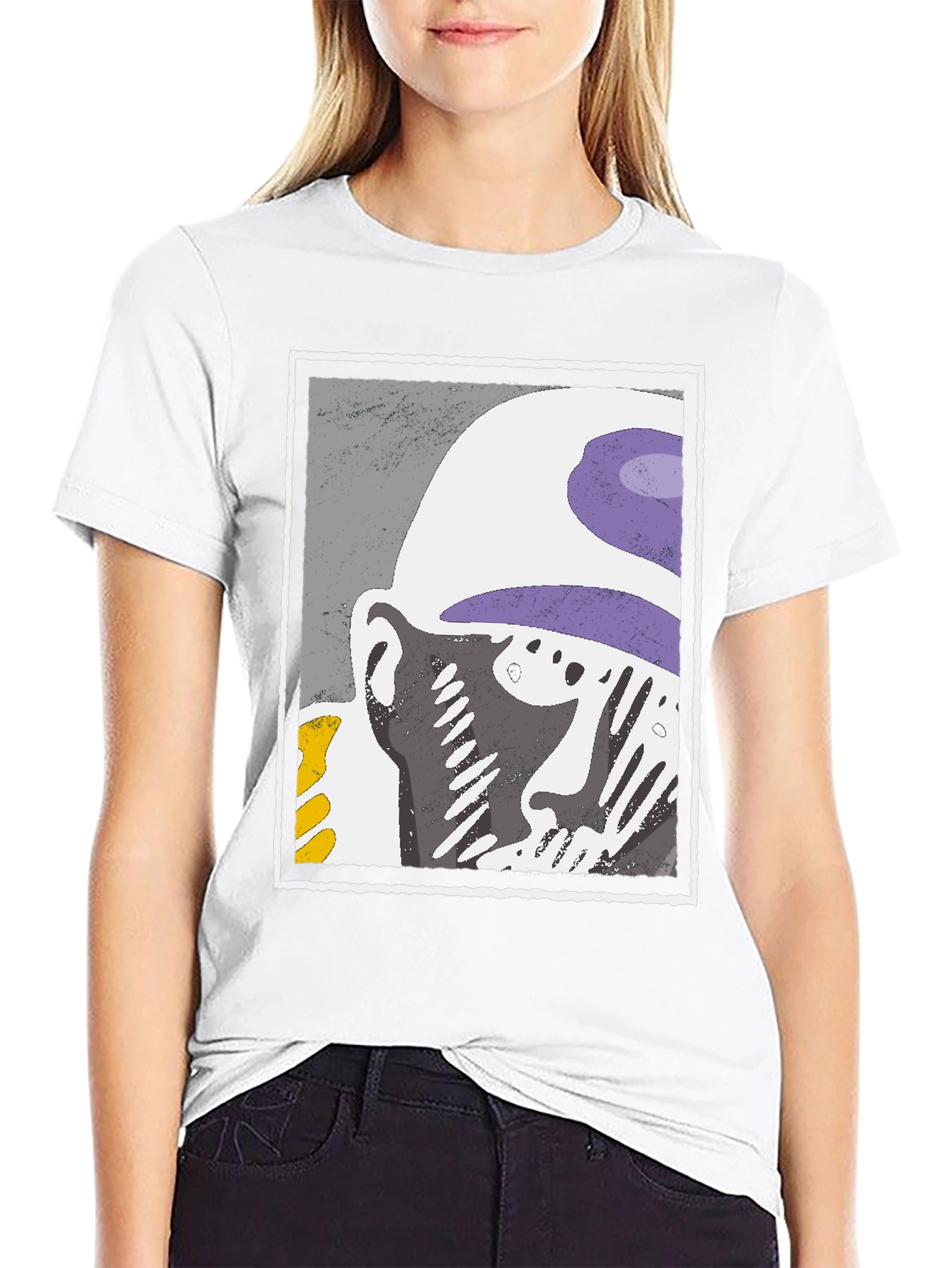 Abstract Face Graphic Tee - Black