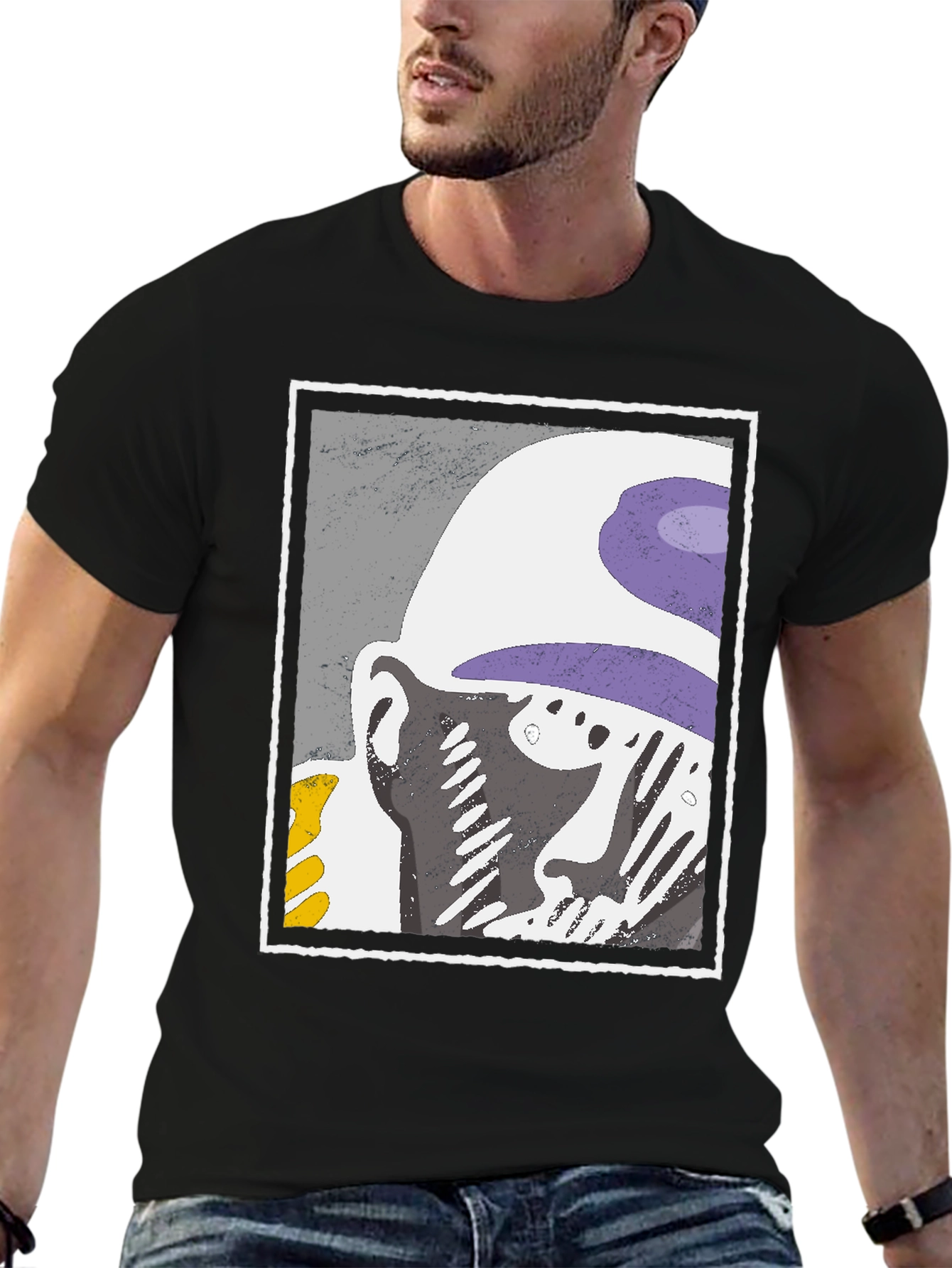 Abstract Face Graphic Tee - Black