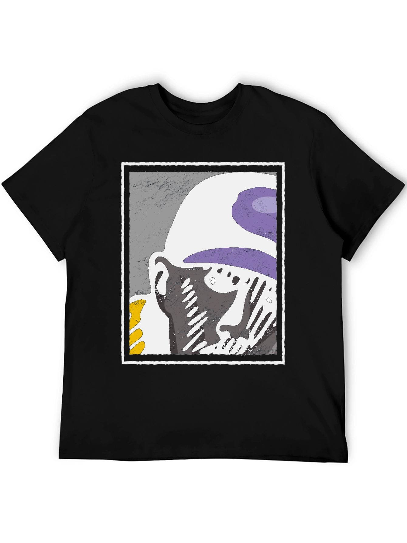 Abstract Face Graphic Tee - Black