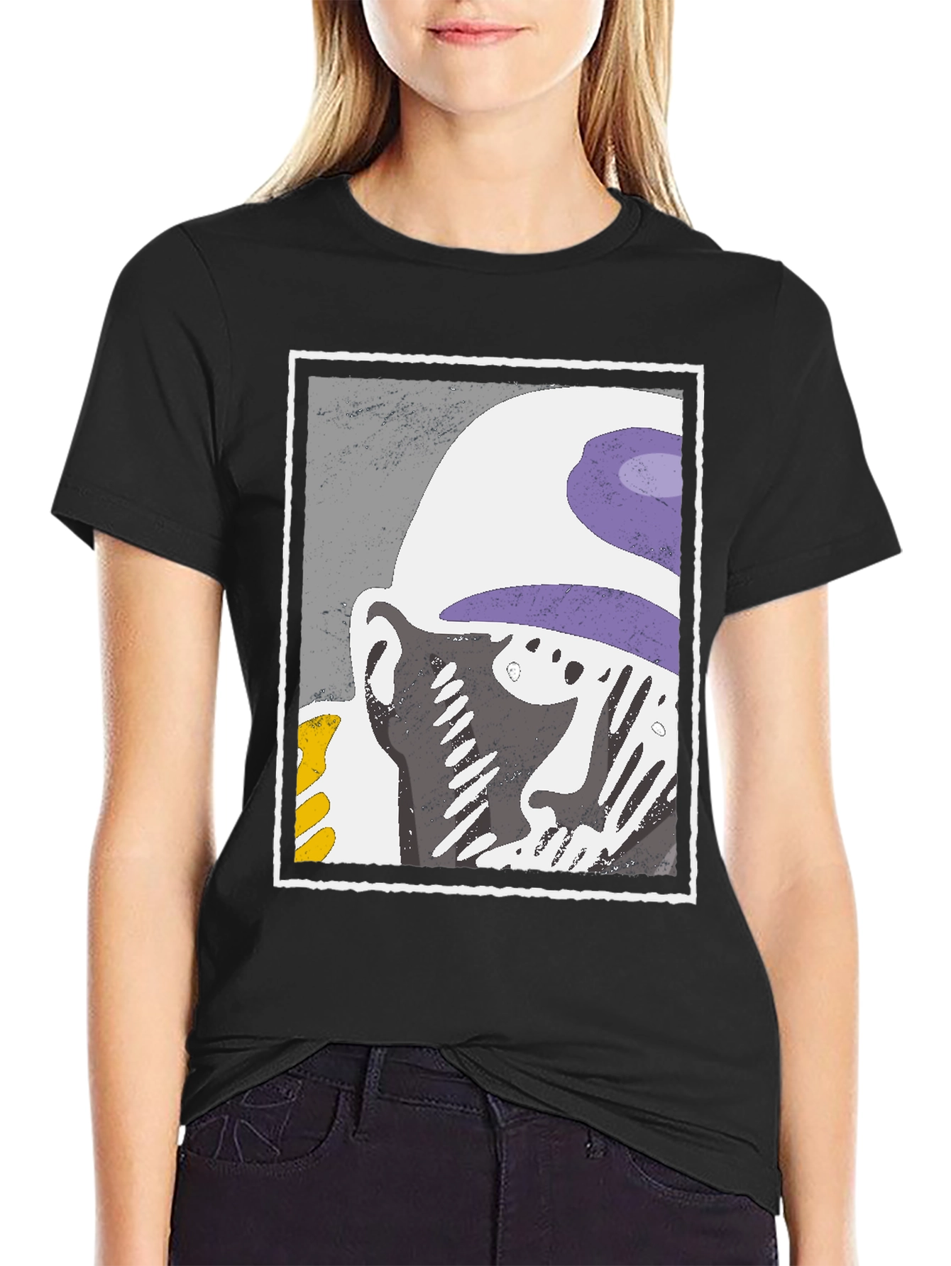Abstract Face Graphic Tee - Black