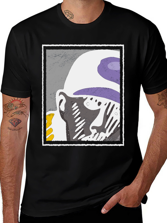 Abstract Face Graphic Tee - Black
