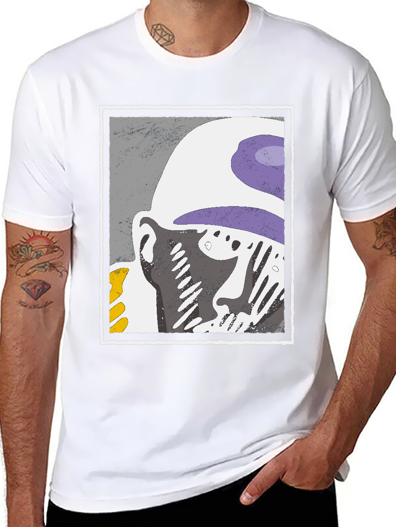 Abstract Face Graphic Tee - Black