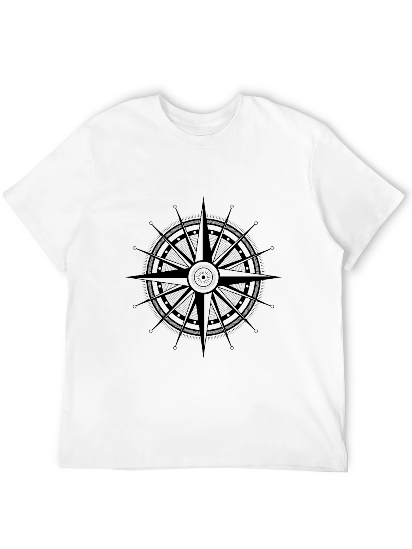 Nautical Compass Rose Graphic Black T-Shirt