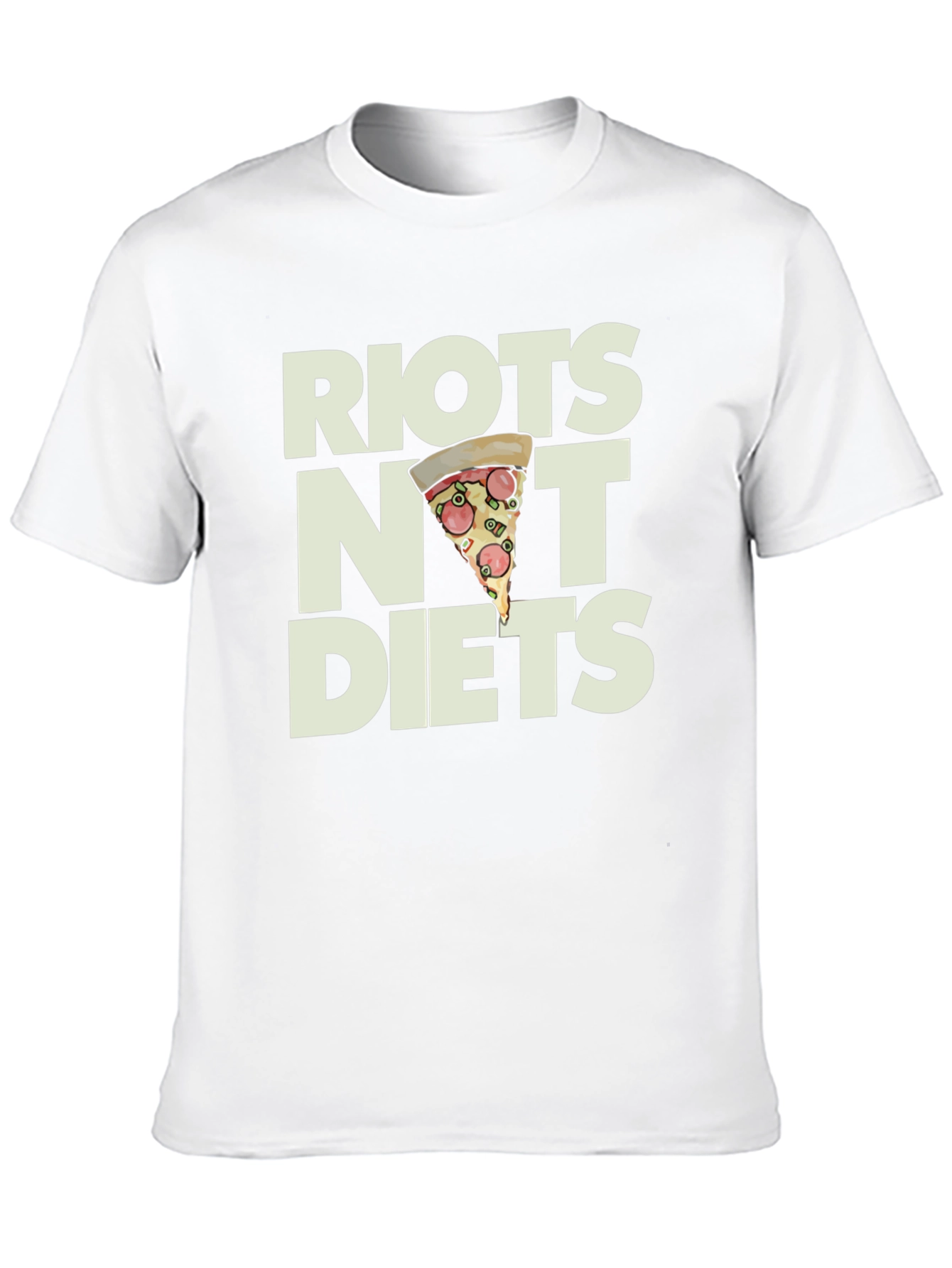 Riots Not Diets Pizza Graphic T-Shirt