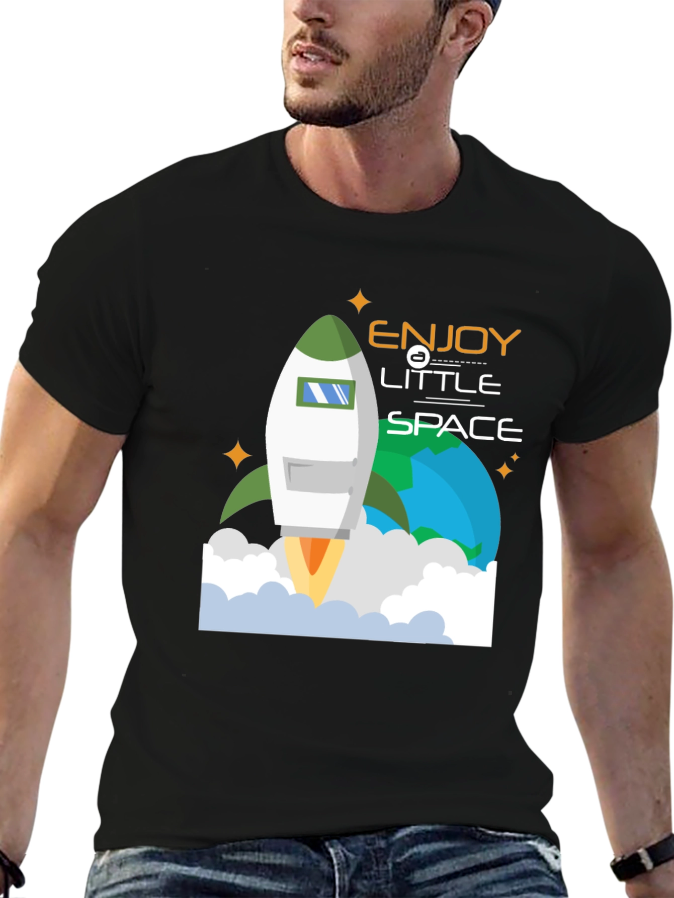 Enjoy Little Space T-Shirt | Rocket Launch Graphic Tee