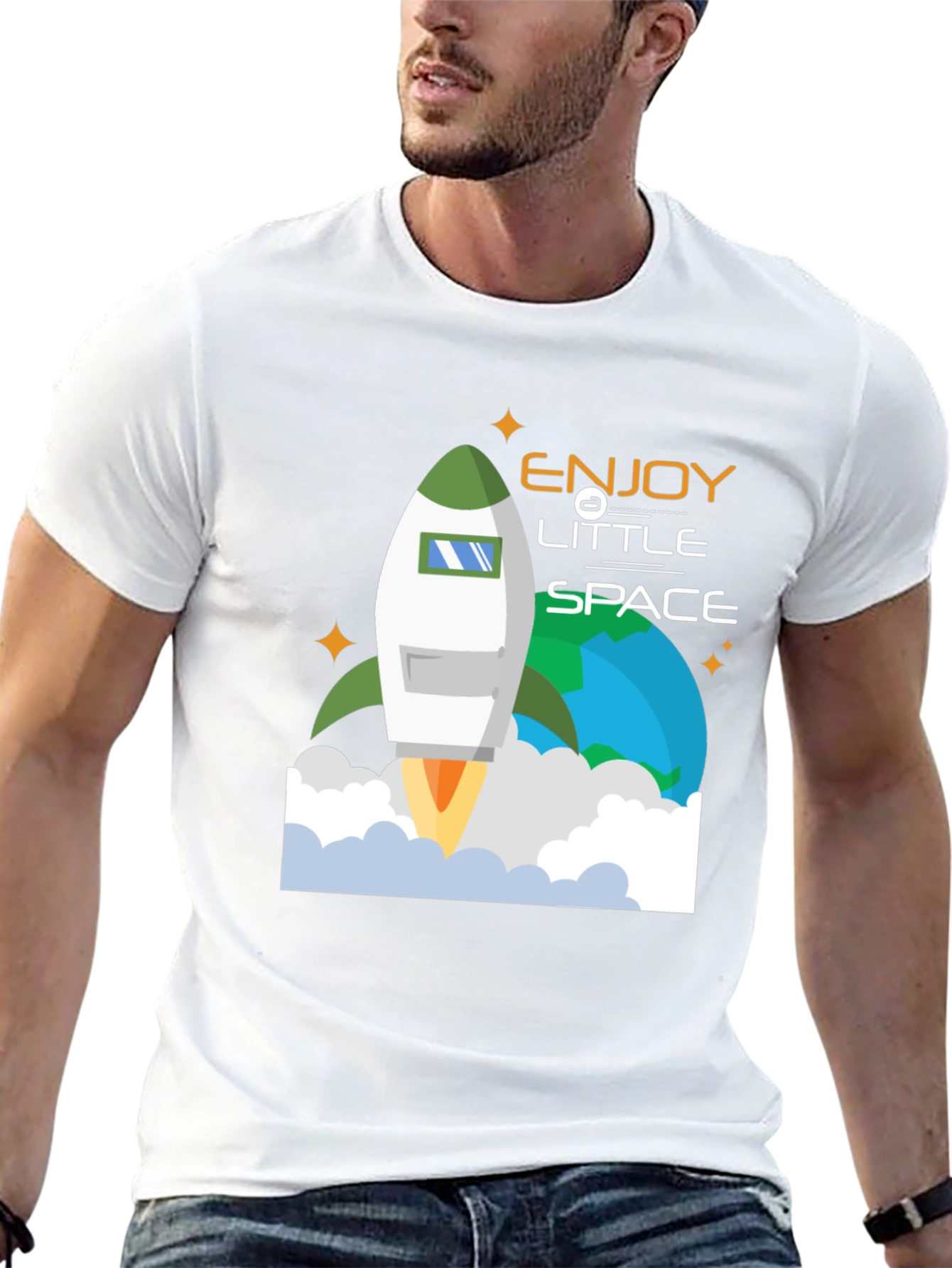 Enjoy Little Space T-Shirt | Rocket Launch Graphic Tee