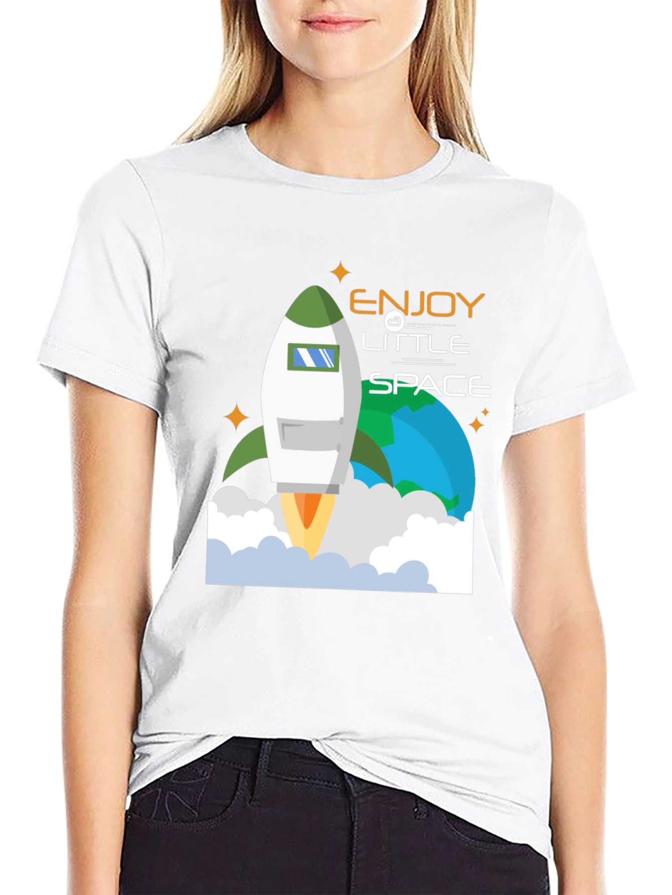 Enjoy Little Space T-Shirt | Rocket Launch Graphic Tee