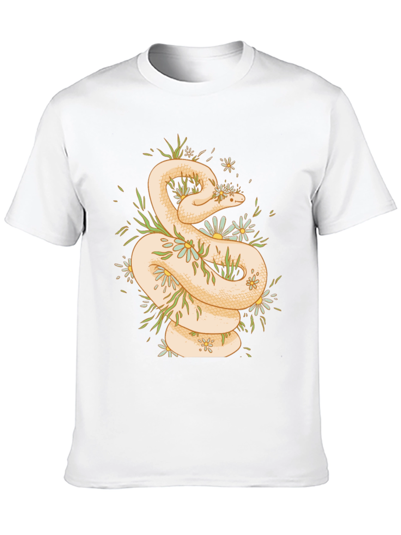 Snake & Flowers Graphic T-Shirt - Black