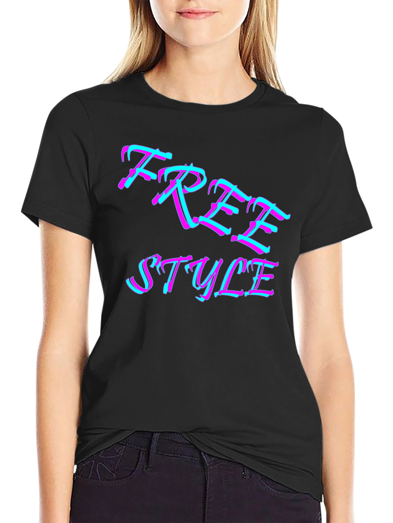 Freestyle Graphic Print Black T-Shirt