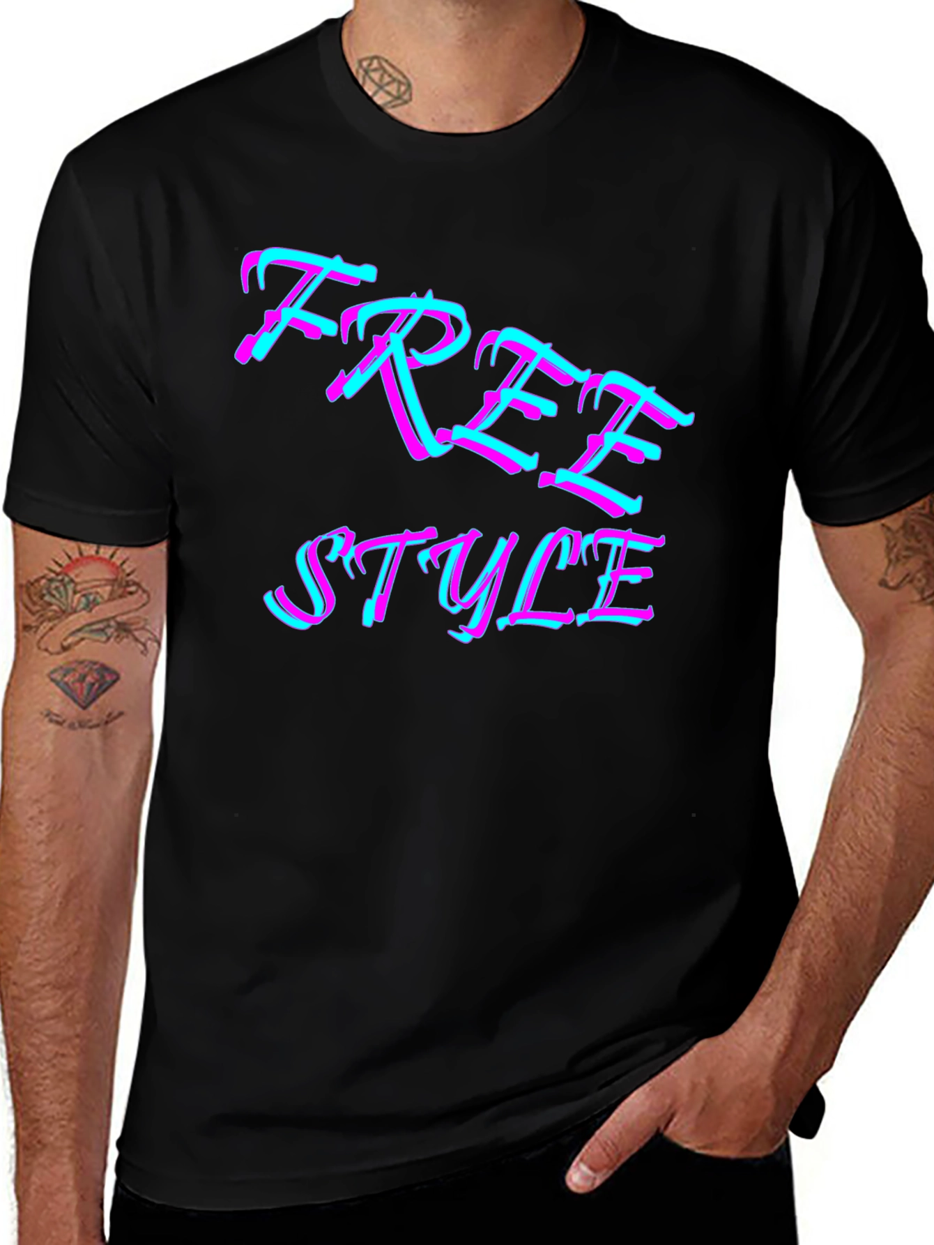 Freestyle Graphic Print Black T-Shirt