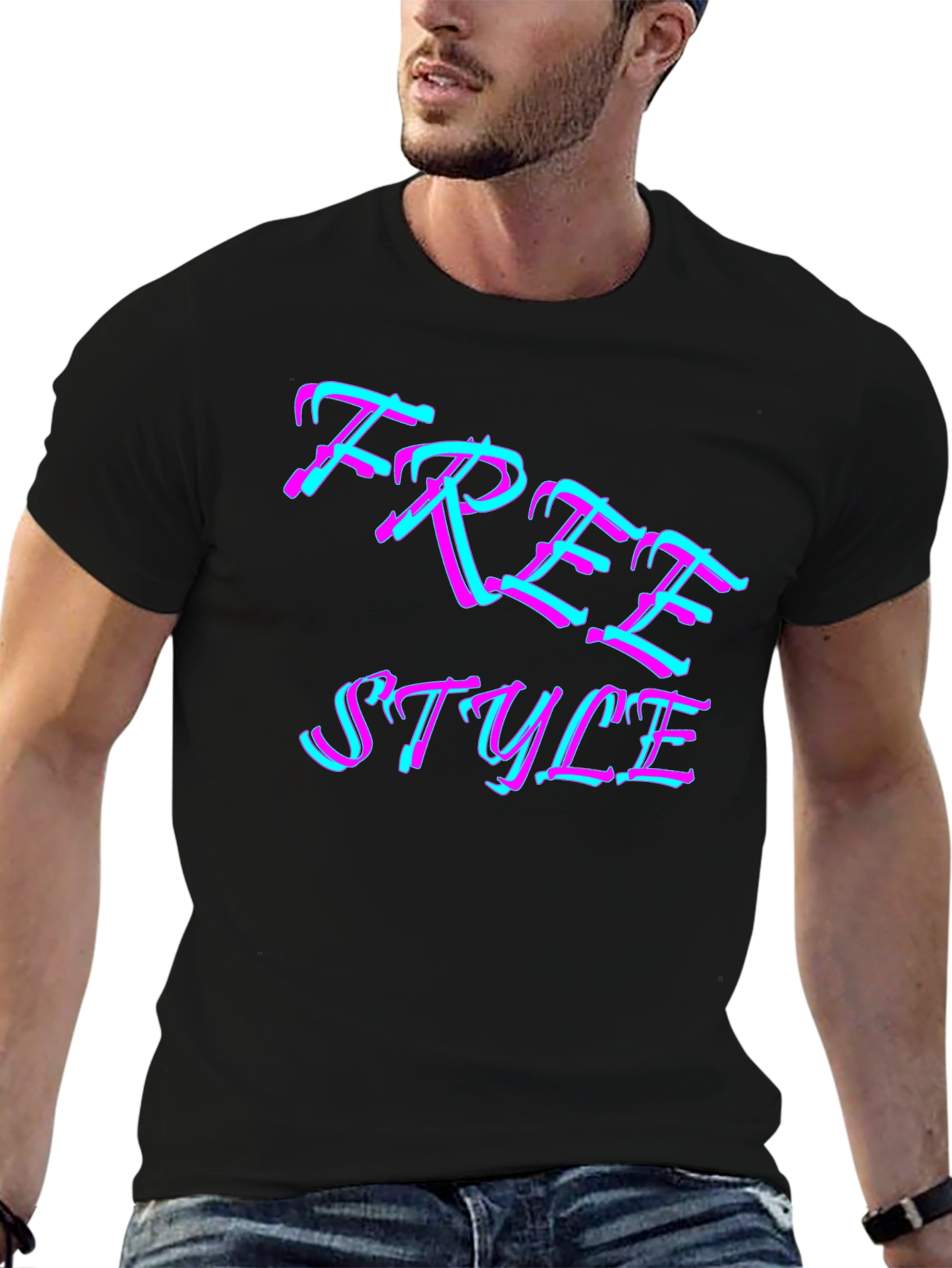 Freestyle Graphic Print Black T-Shirt