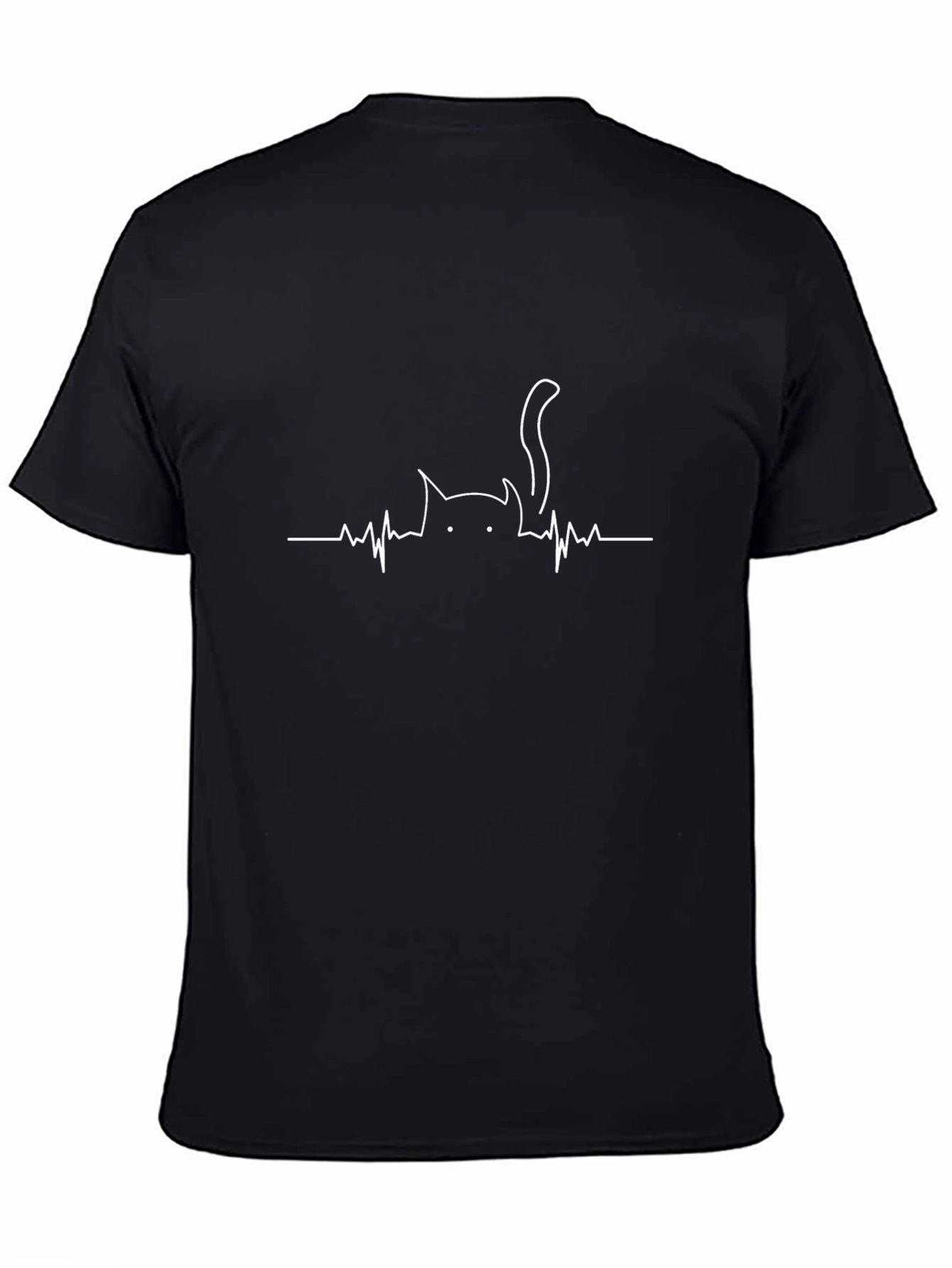Cat Heartbeat T-Shirt - Black Unique Design