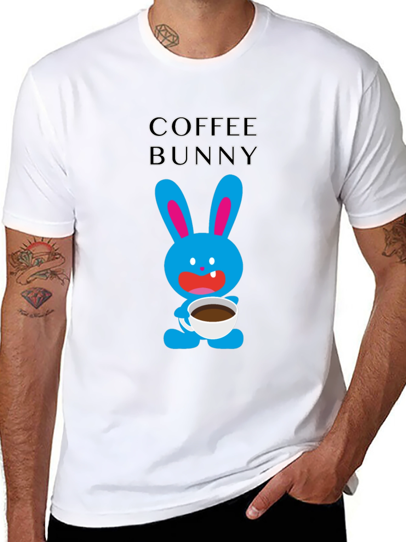 Coffee Bunny T-Shirt - Cute Cartoon Graphic Tee