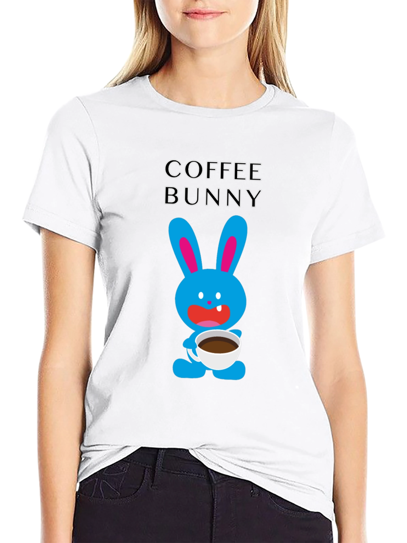 Coffee Bunny T-Shirt - Cute Cartoon Graphic Tee
