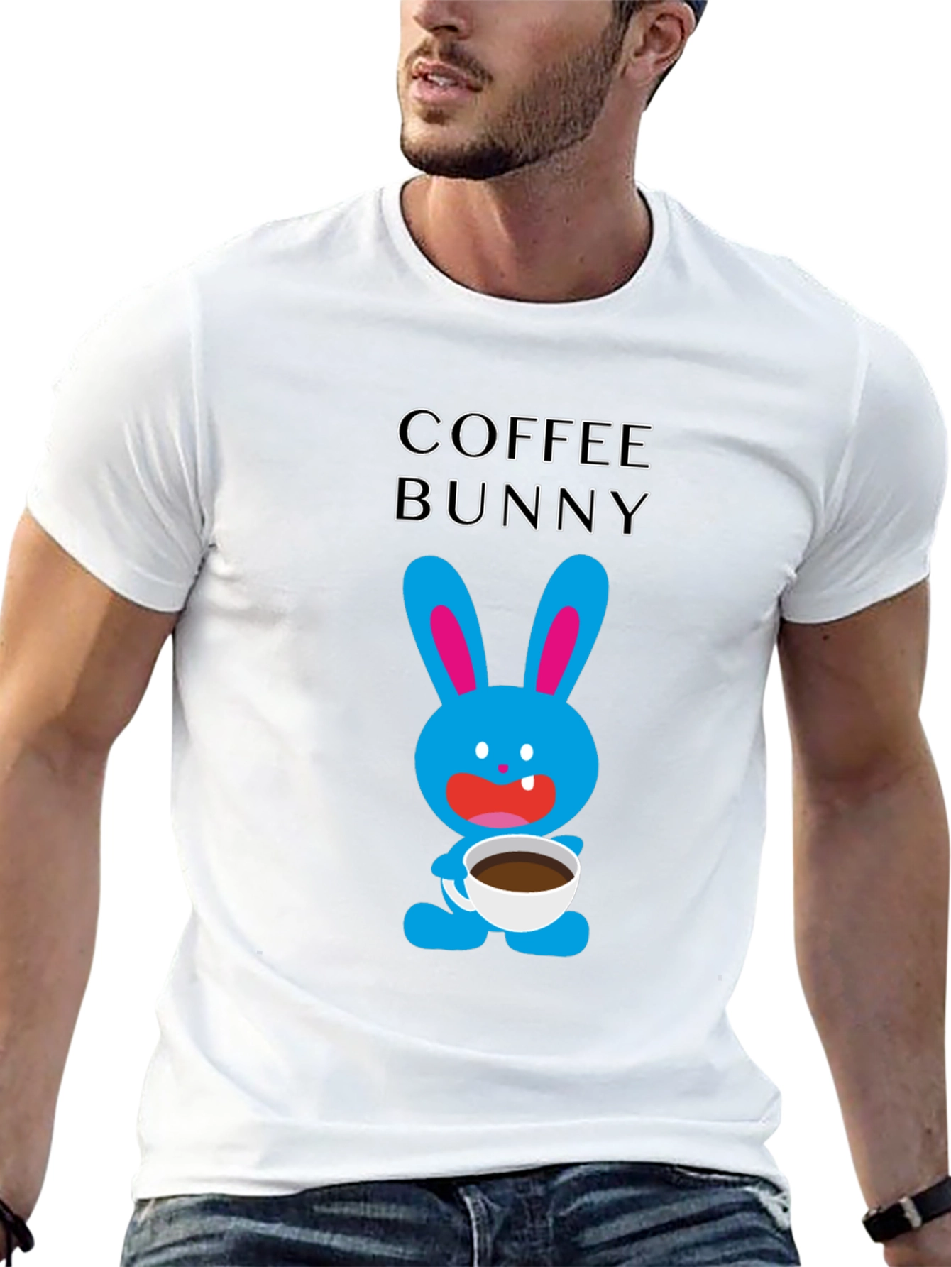 Coffee Bunny T-Shirt - Cute Cartoon Graphic Tee
