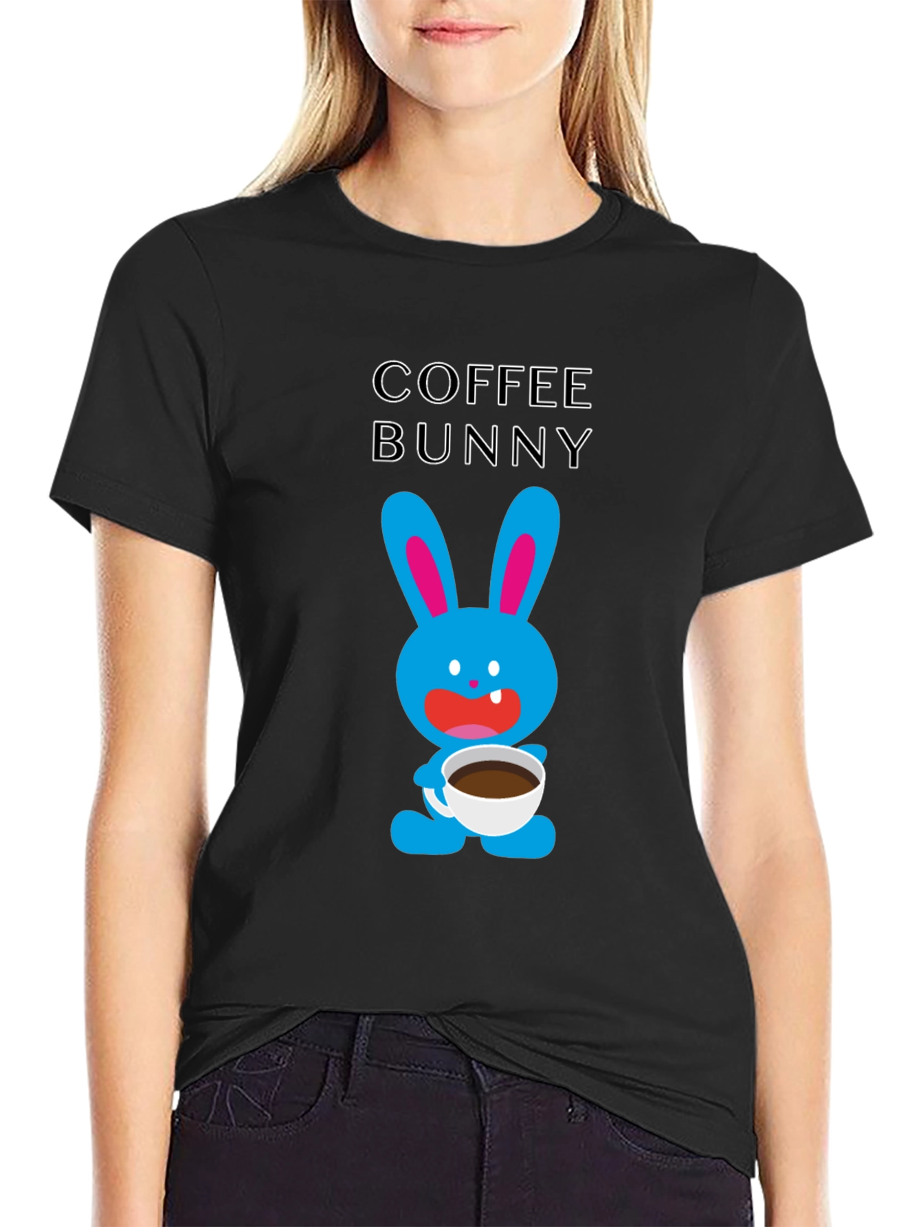 Coffee Bunny T-Shirt - Cute Cartoon Graphic Tee