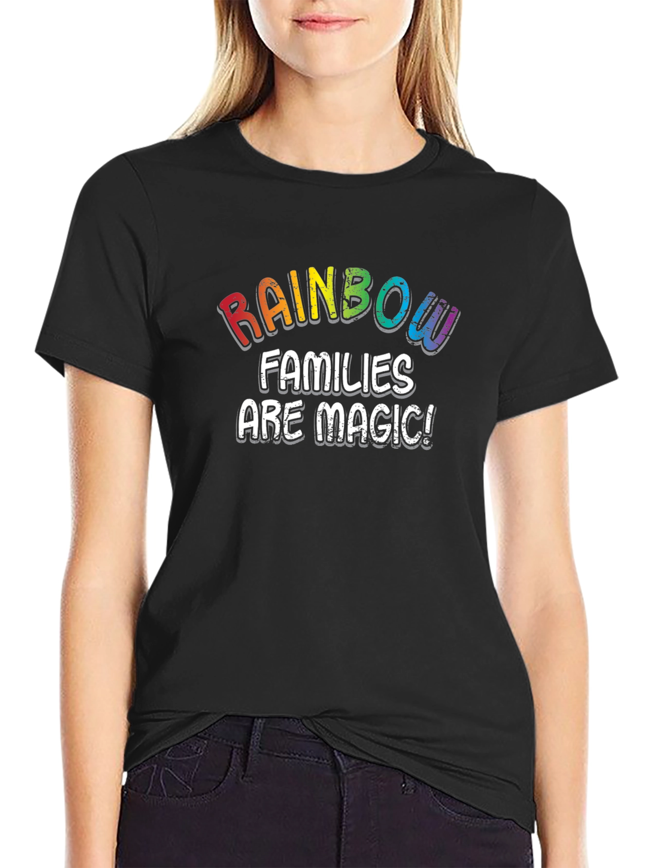 Rainbow Families Are Magic Black T-Shirt
