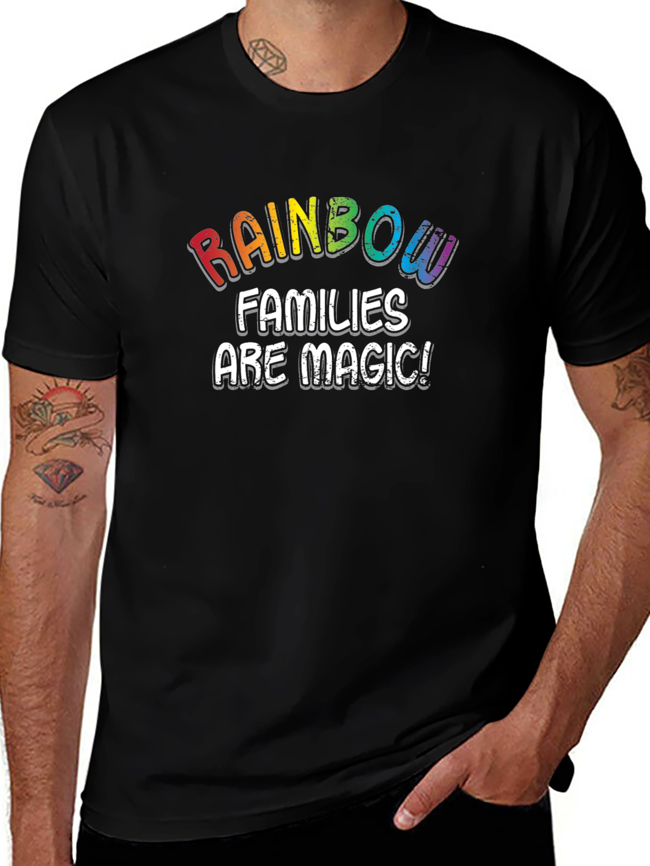 Rainbow Families Are Magic Black T-Shirt