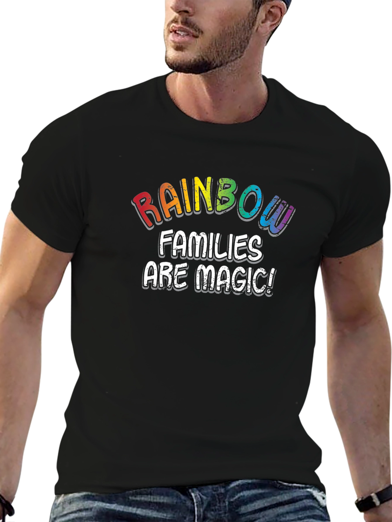 Rainbow Families Are Magic Black T-Shirt