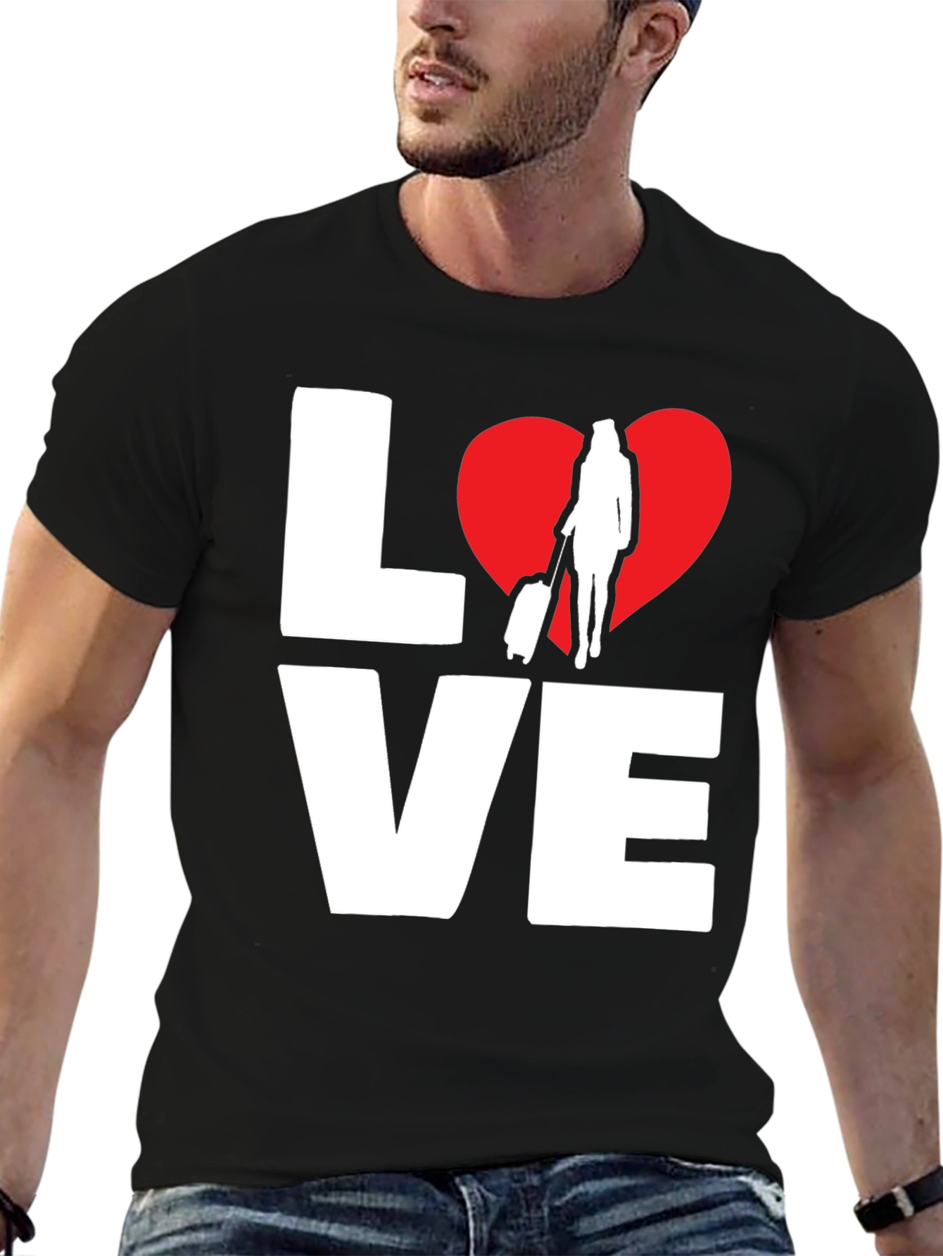 Love to Travel Black Graphic Tee