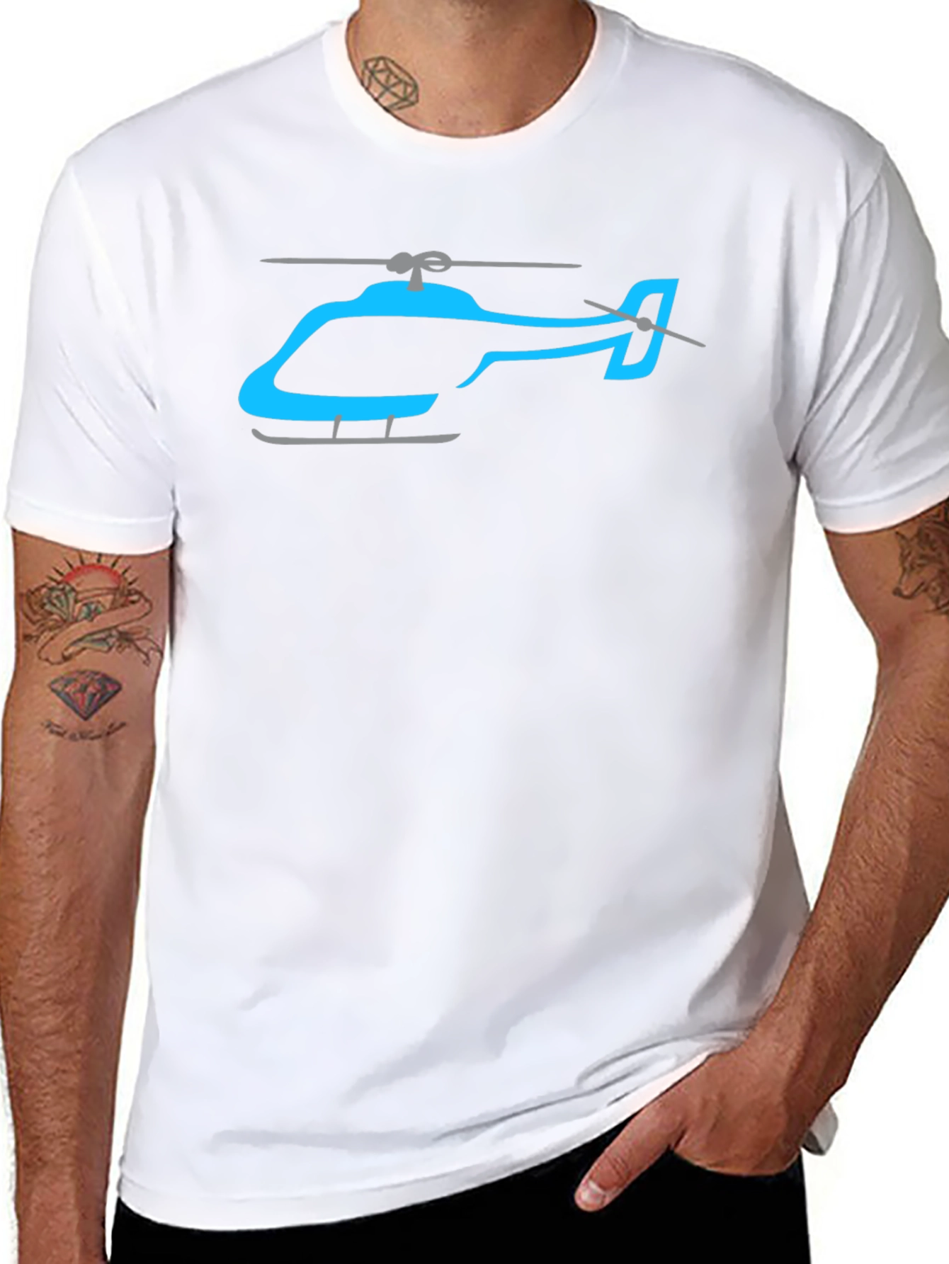 Helicopter Graphic Tee - Casual Black T-Shirt