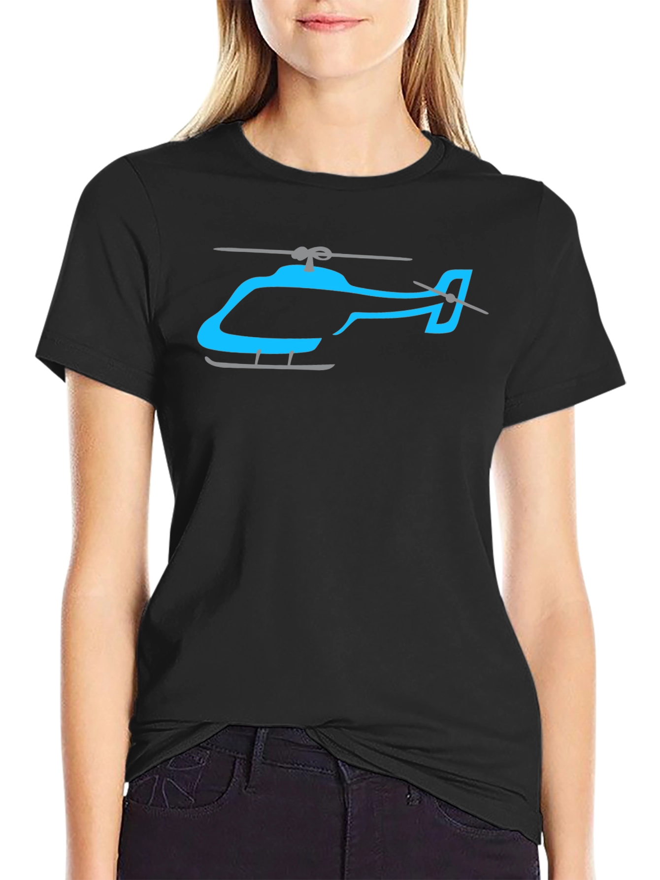 Helicopter Graphic Tee - Casual Black T-Shirt