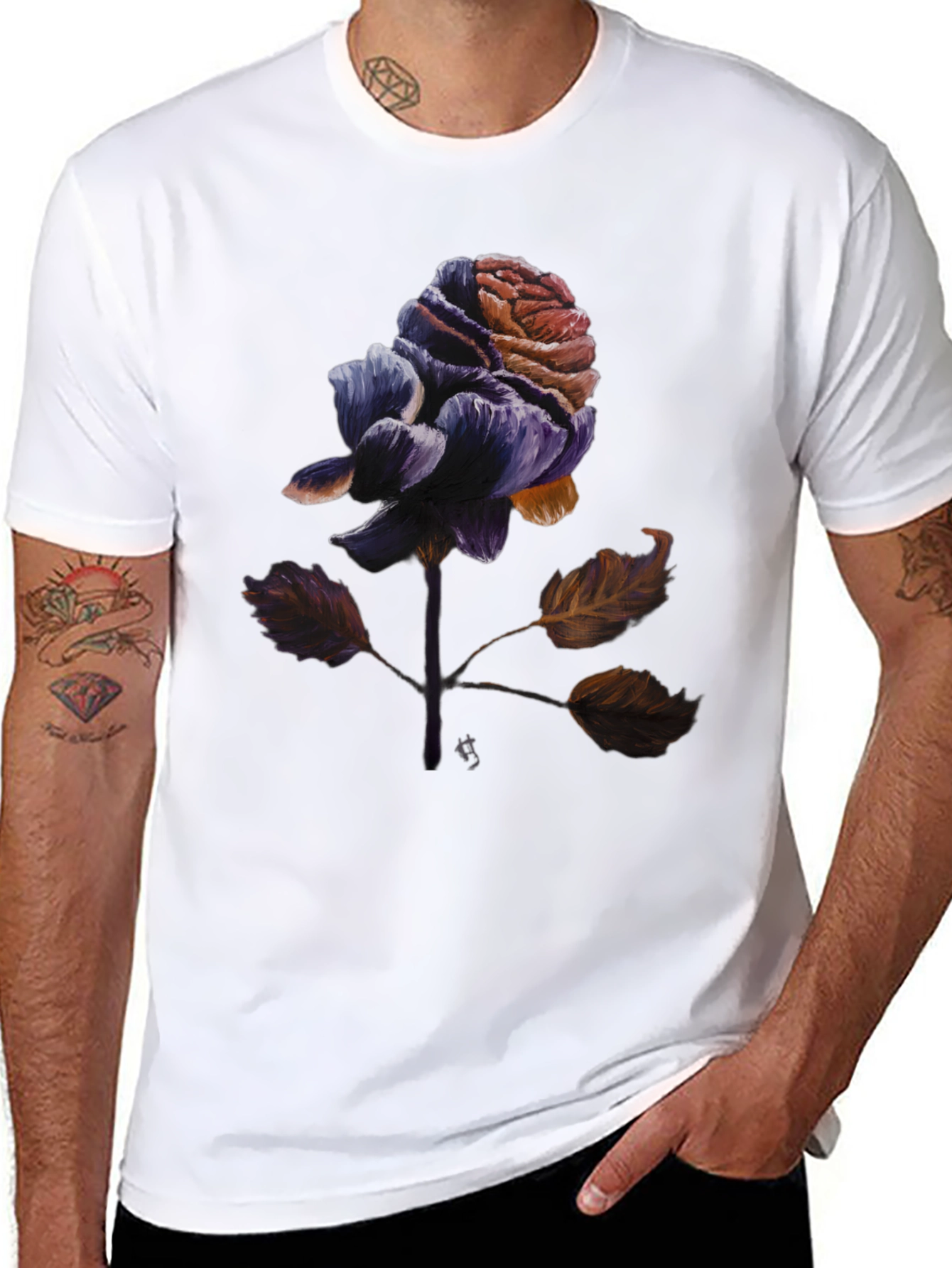 Rose Graphic Tee - Artistic Floral Print