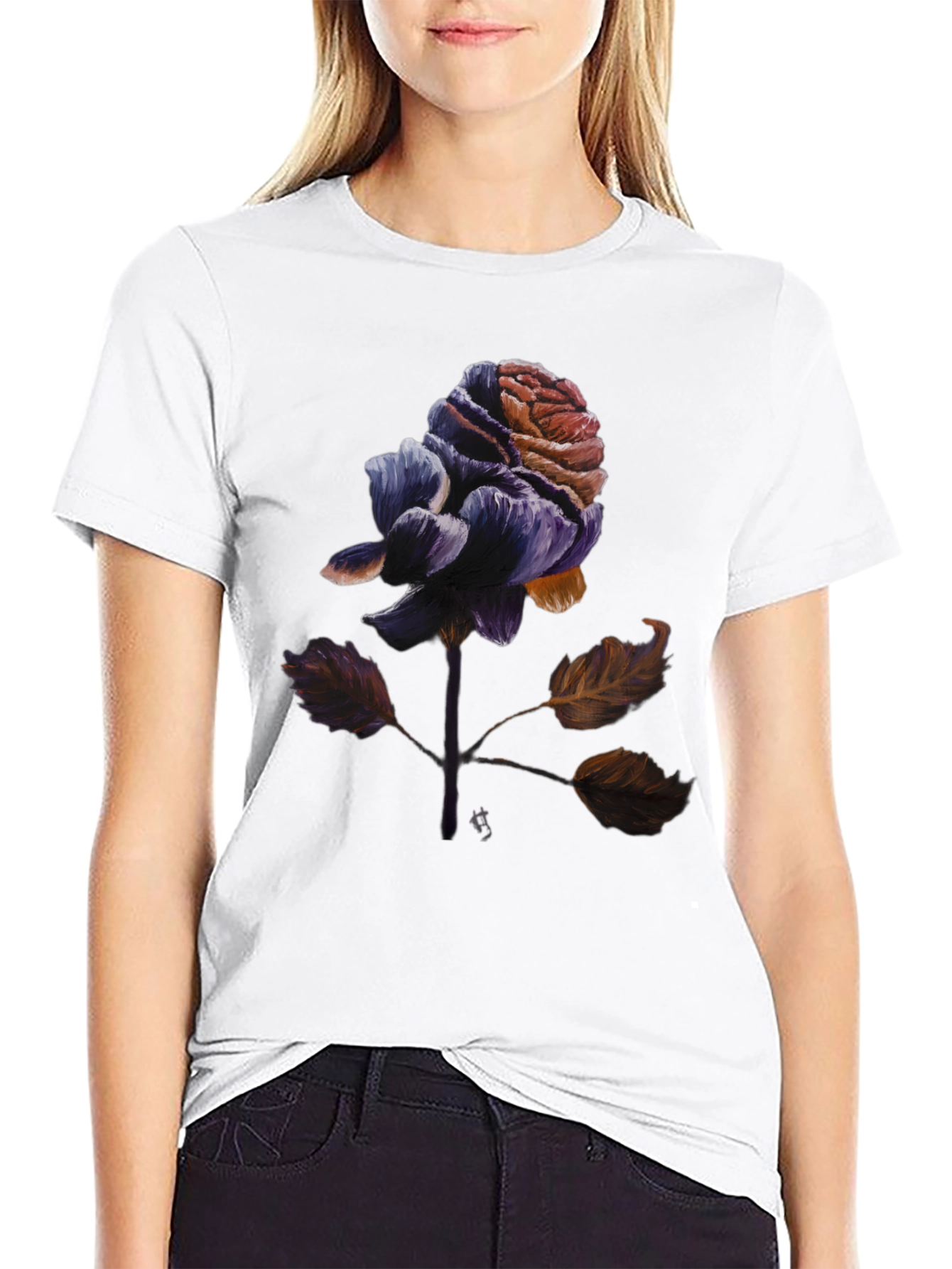 Rose Graphic Tee - Artistic Floral Print