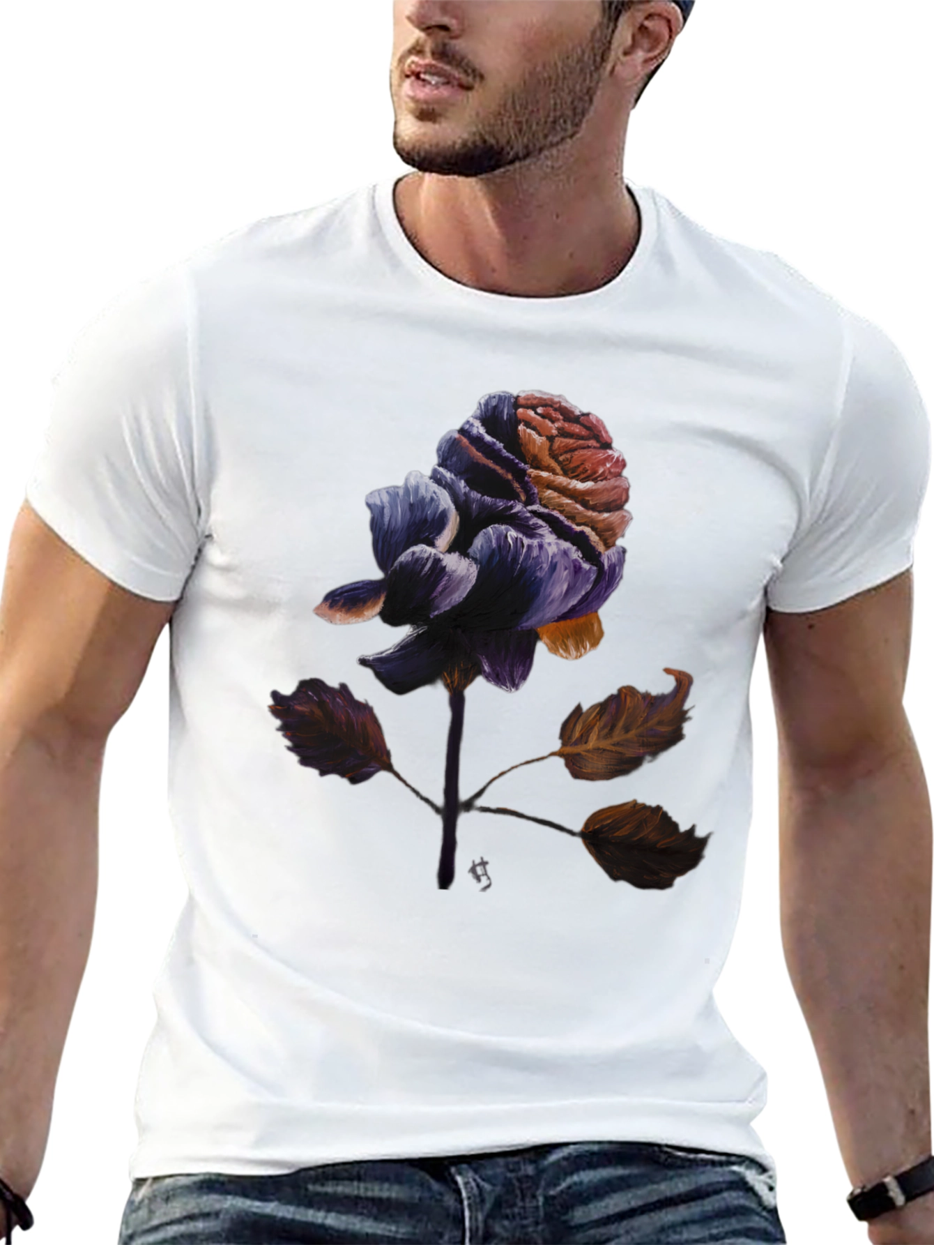 Rose Graphic Tee - Artistic Floral Print