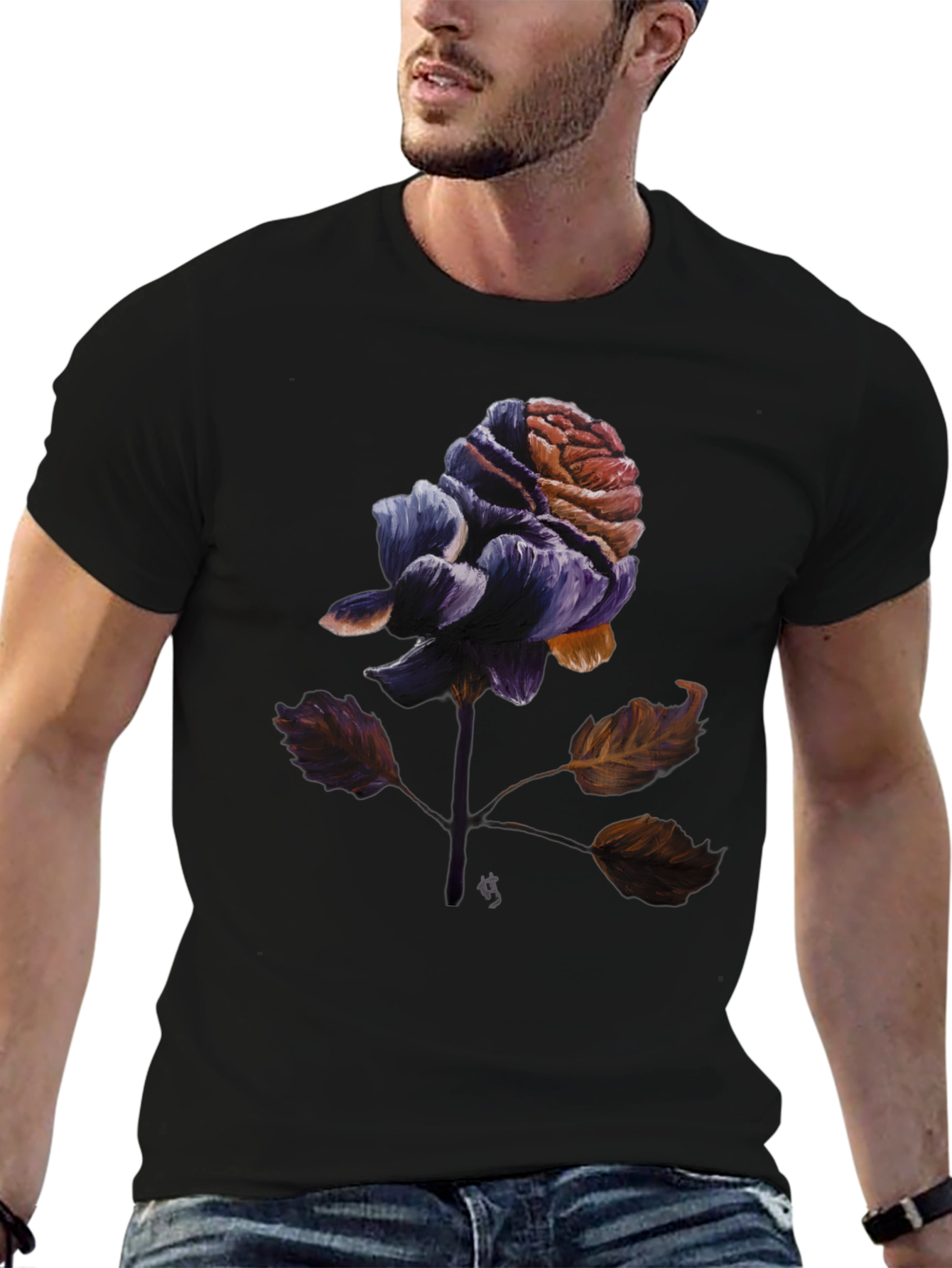 Rose Graphic Tee - Artistic Floral Print