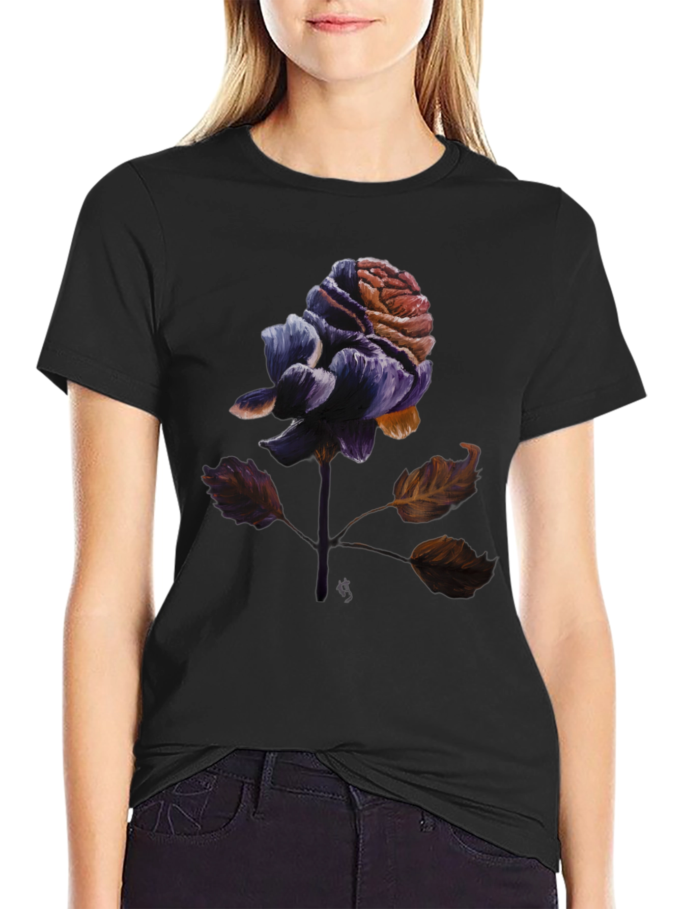 Rose Graphic Tee - Artistic Floral Print