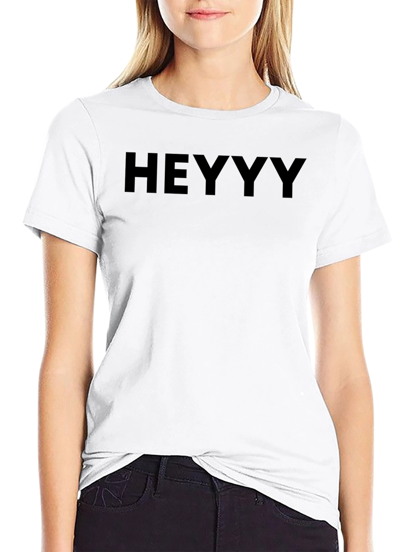 Heyyy Graphic Tee - Solid Black Casual T-Shirt