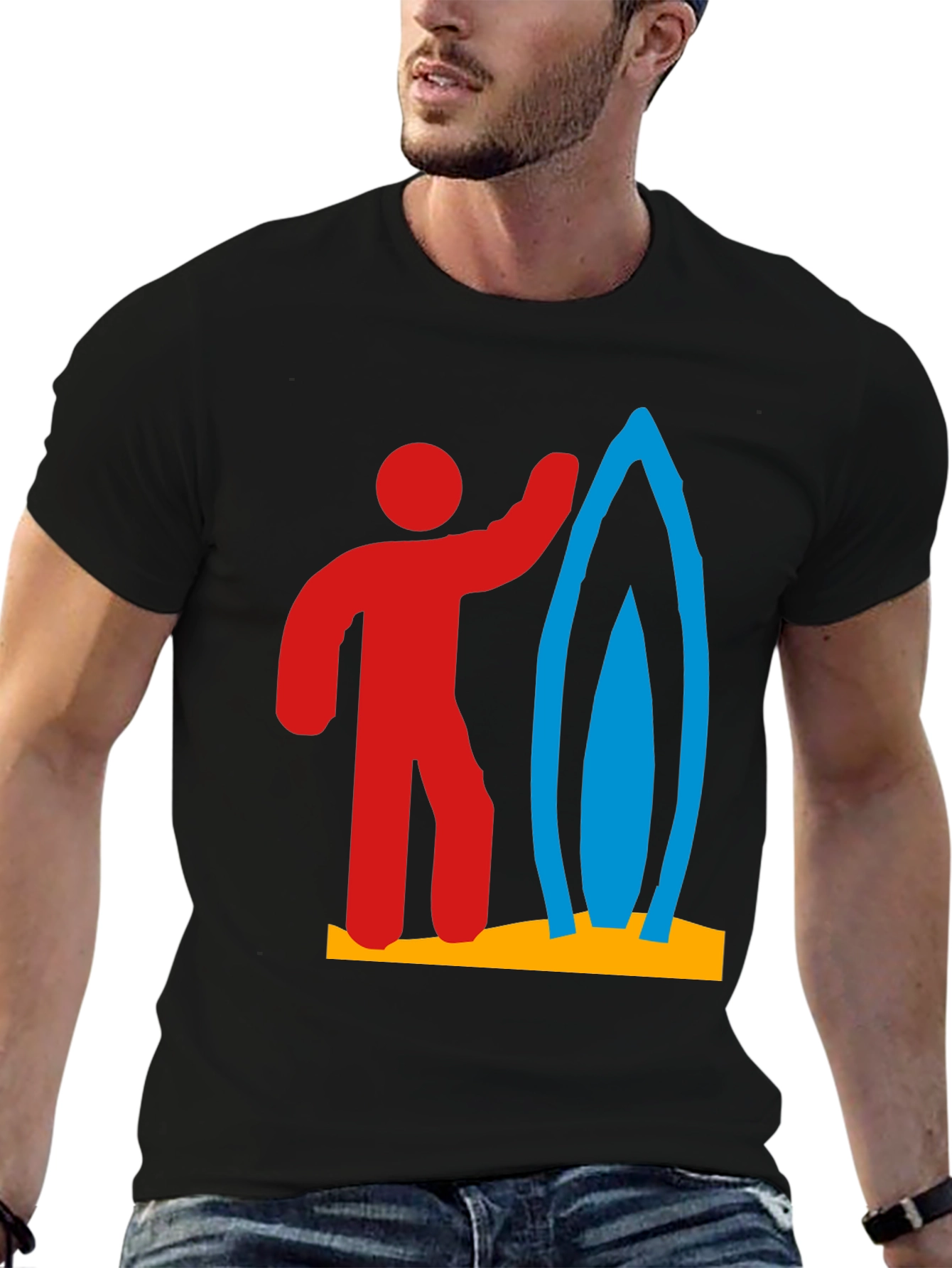 Surfer Graphic Tee - Black Cotton T-Shirt