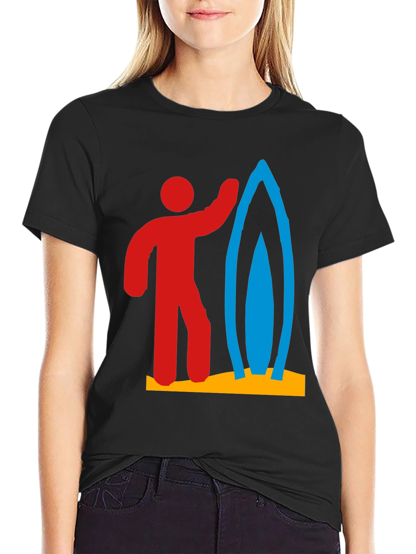 Surfer Graphic Tee - Black Cotton T-Shirt